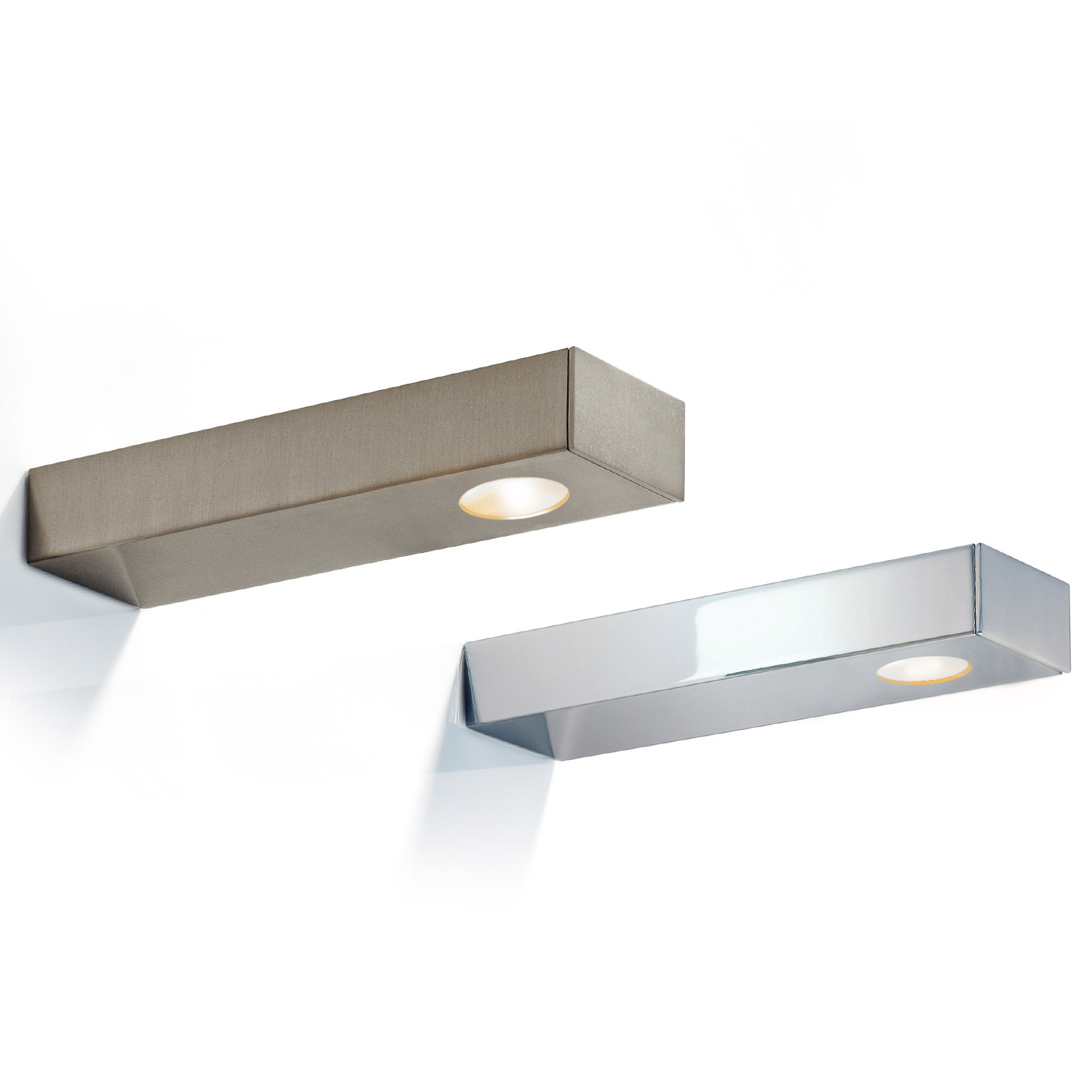 Puristische Wandleuchte für Toiletten- und Bad-Spiegel Puristische Wandleuchte für Toiletten- und Bad-Spiegel
