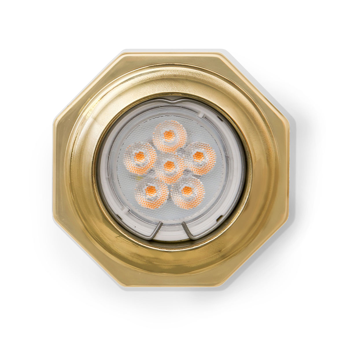 Achteckiger Einbau-Deckenspot aus Messing Ø 8,5 cm Achteckiger Einbau-Deckenspot aus Messing Ø 8,5 cm