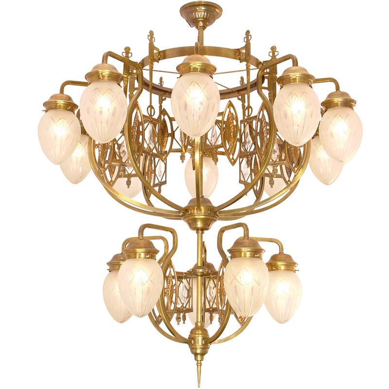 Chandelier in Art Nouveau with drop glass PANNONIA CH-15