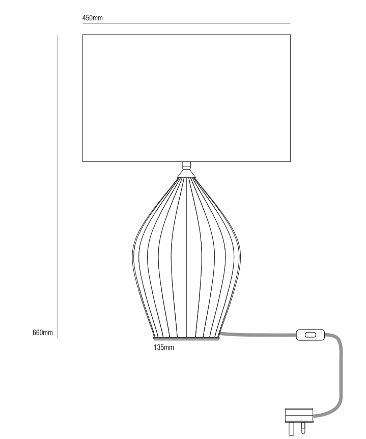 Bild 12: Die Abmessungen des großen Modells FIN KING Raffinierte Tischleuchte aus Porzellan FIN QUEEN / KING: Die Abmessungen des großen Modells FIN KING