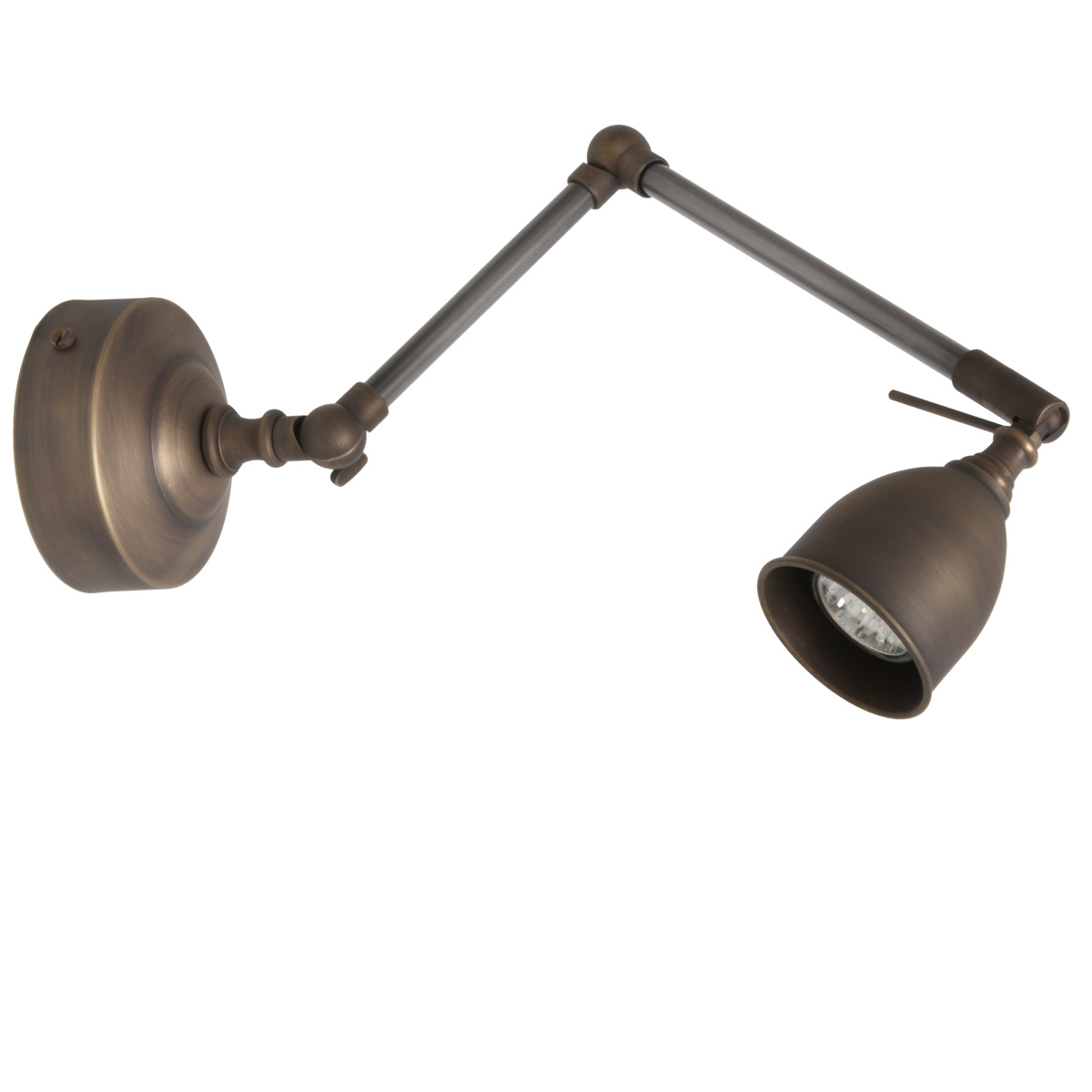 Bild 4: Nostalgie und Handwerkskunst: Gelenk-Wandstrahler (Oberfläche „26/10 Kanoneneisen+Bronze dunkel“) Nostalgischer, einstellbarer Wandstrahler mit Gelenk-Armen: Nostalgie und Handwerkskunst: Gelenk-Wandstrahler (Oberfläche „26/10 Kanoneneisen+Bronze dunkel“)