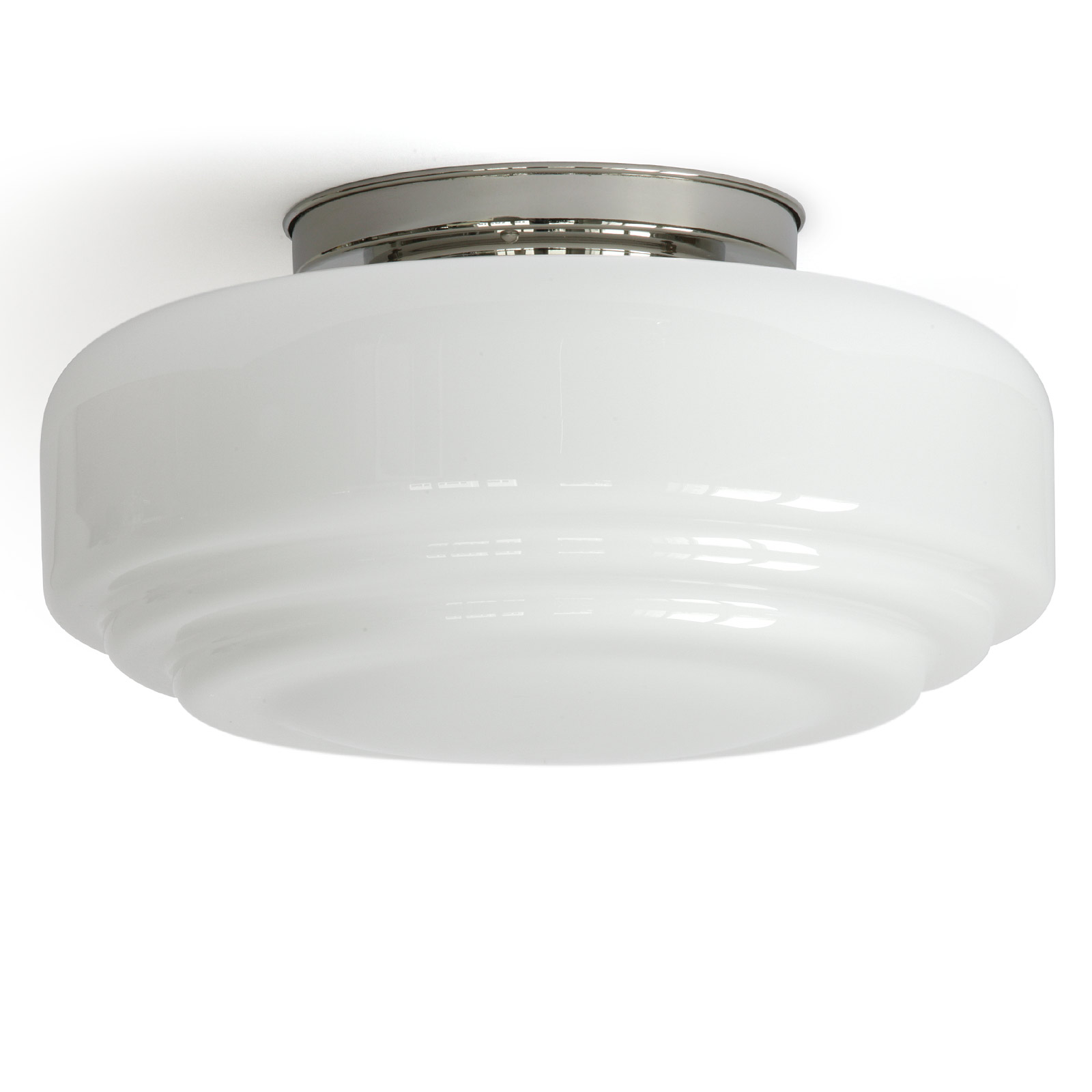 Elegante Deckenleuchte mit gestuftem Opalglas-Schirm Ø 35 cm Elegante Deckenleuchte mit gestuftem Opalglas-Schirm Ø 35 cm