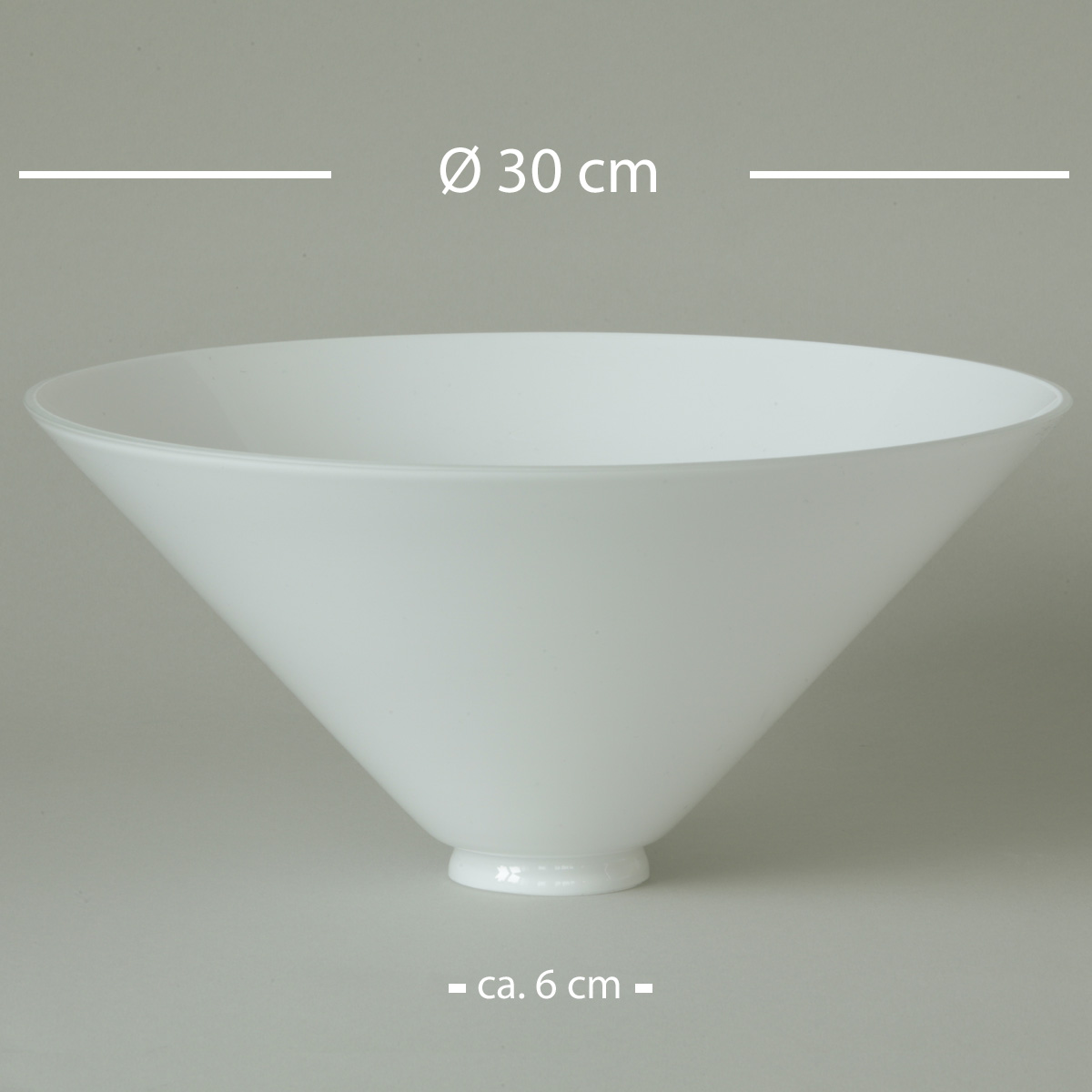 Ersatz-Glasschirm Kegel Ø 30 cm, Opalglas mit Ø 6 cm-Anschluss „Schusterglas“ Ersatz-Glasschirm Kegel Ø 30 cm, Opalglas mit Ø 6 cm-Anschluss „Schusterglas“