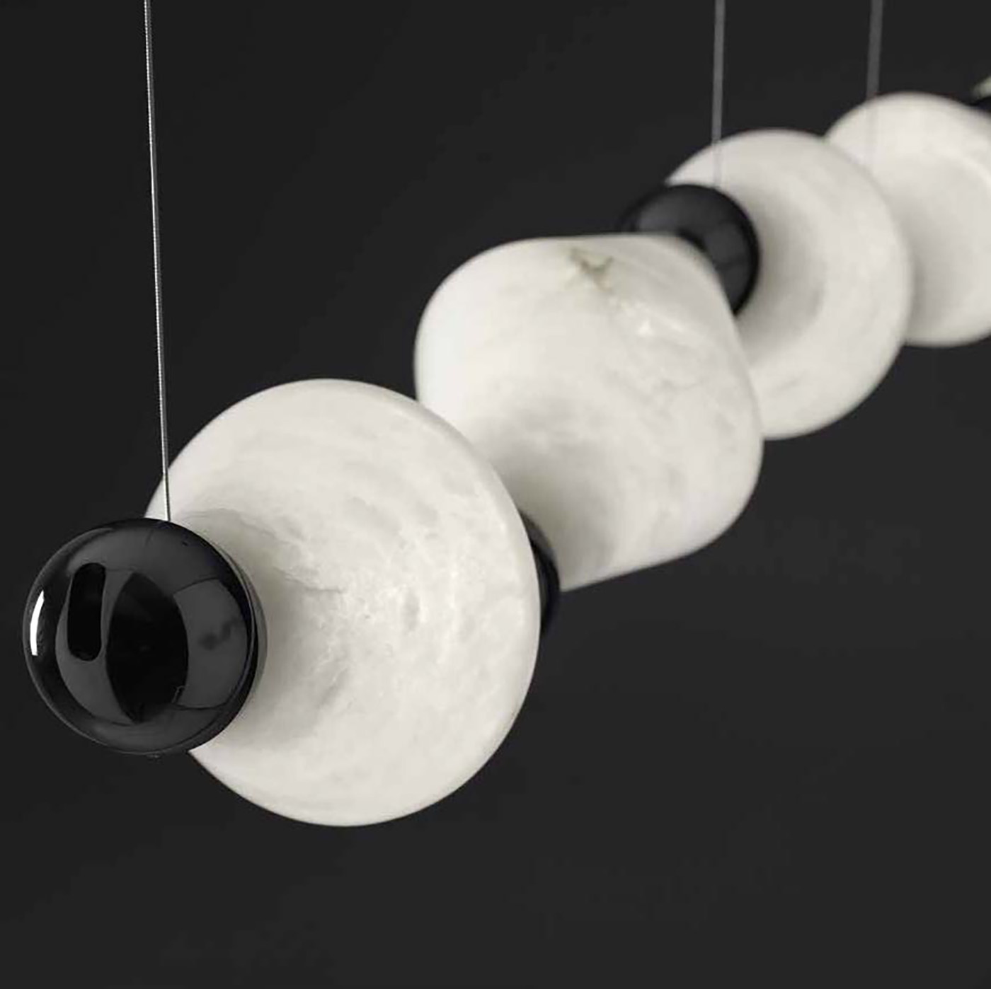 Bild 3: 09 dunkelblau glänzend Italienische Luxuxs-Hängeleuchte mit Alabaster-Segmenten CHRONOS: 09 dunkelblau glänzend