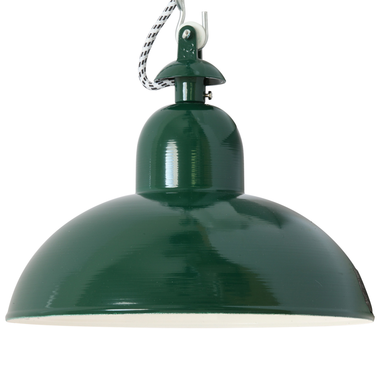 Glossy green hanging lamp with dome shade SOLINGEN