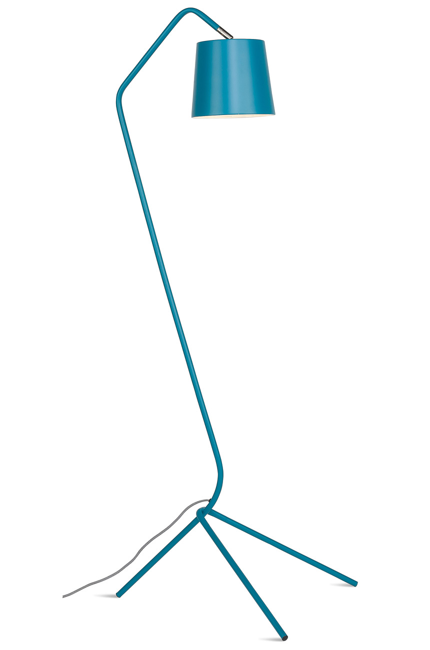 Moderne Design-Stehlampe mit Dreibein-Gestell: Die Stehleuchte in Türkis-Blau