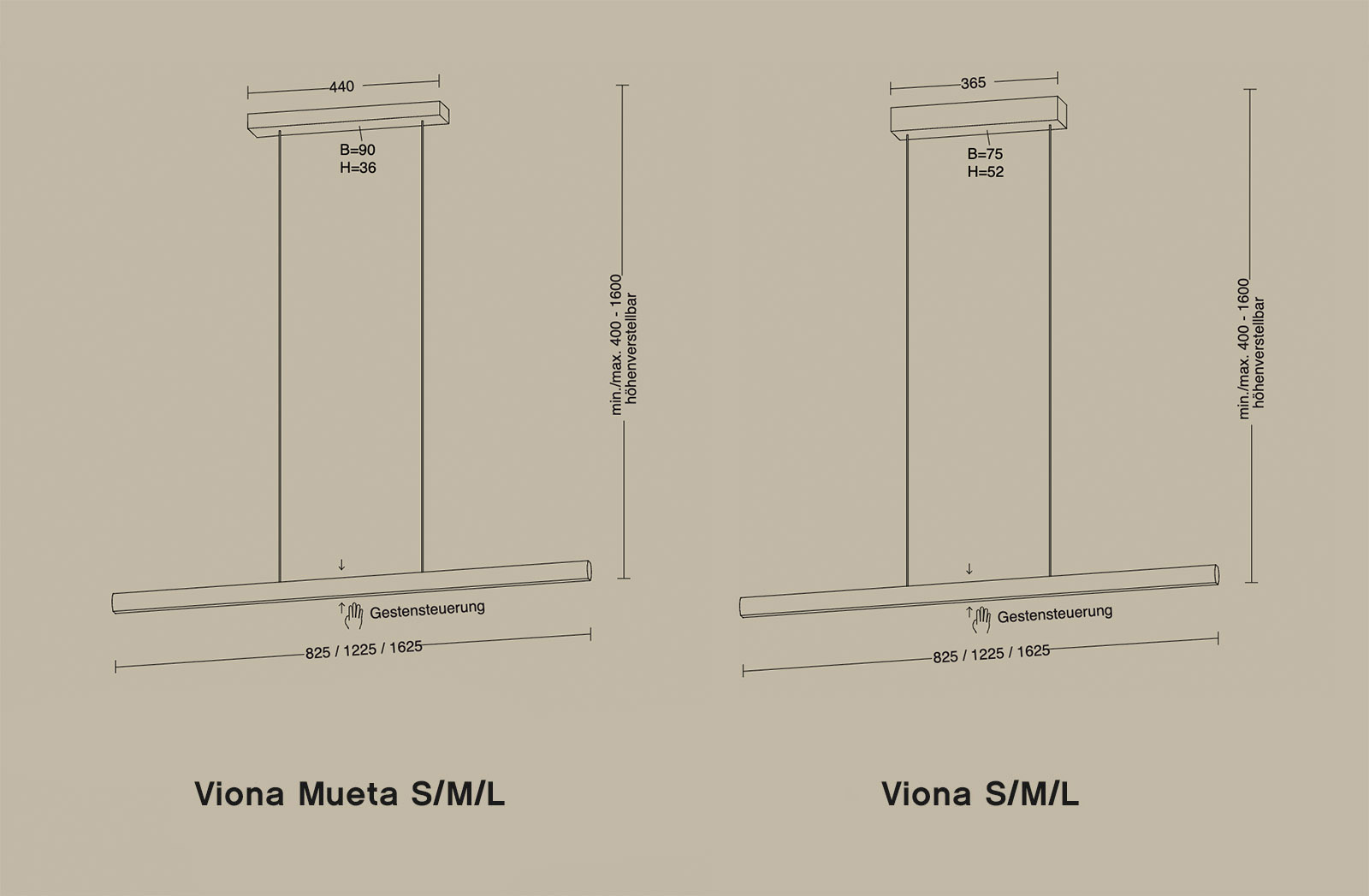 Up- and Downlight Balken-Pendelleuchte VIONA MUETA mit Gesten-Steuerung, 83–163 cm, Bild 7