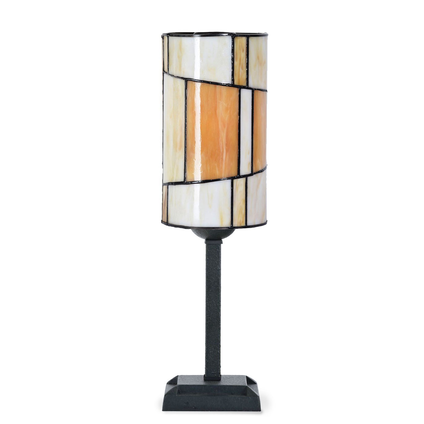 Art déco-Tischleuchte mit rundem Schirm aus Tiffany-Glas