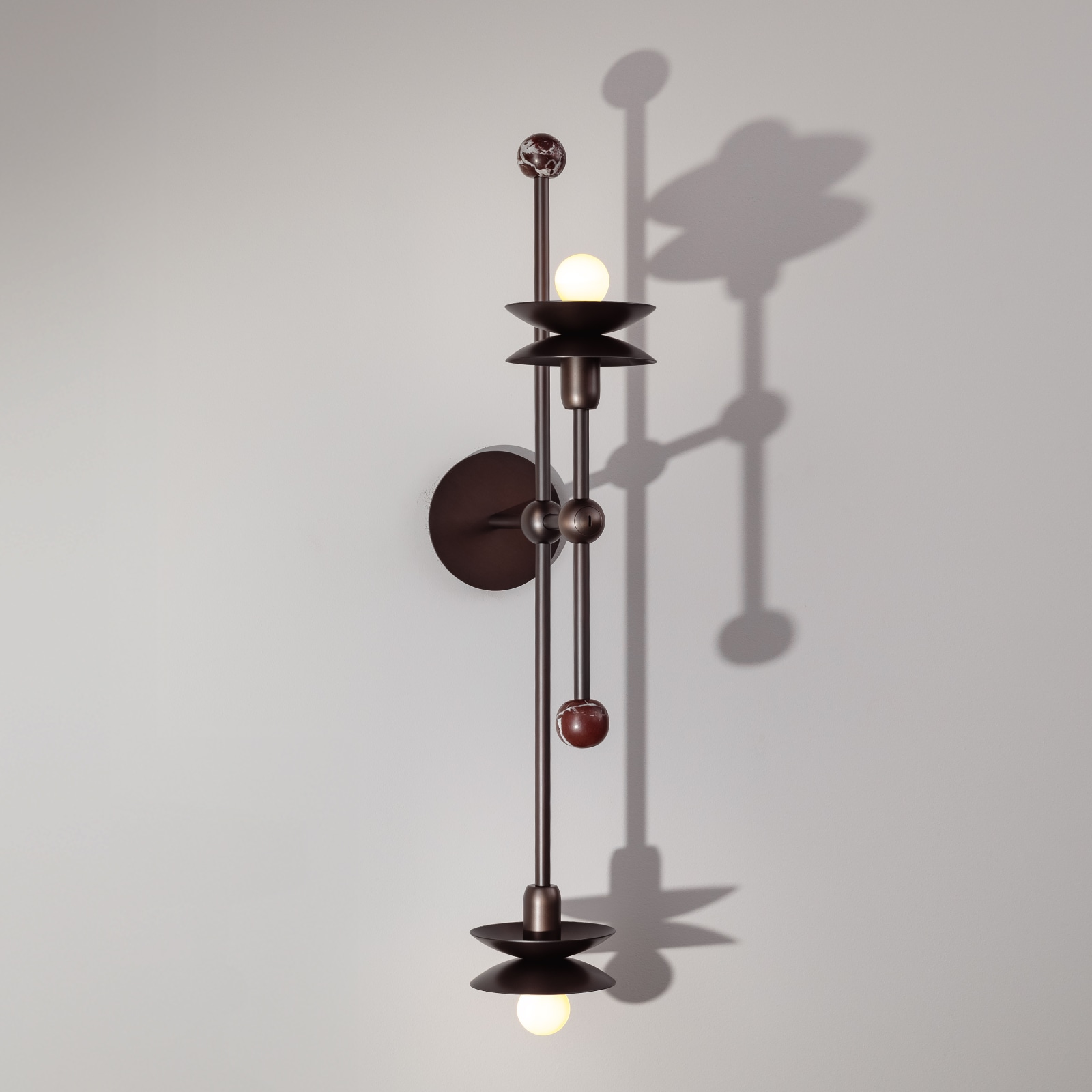 BABYLON DOUBLE Exclusive Brass Wall Light with Natural Marble