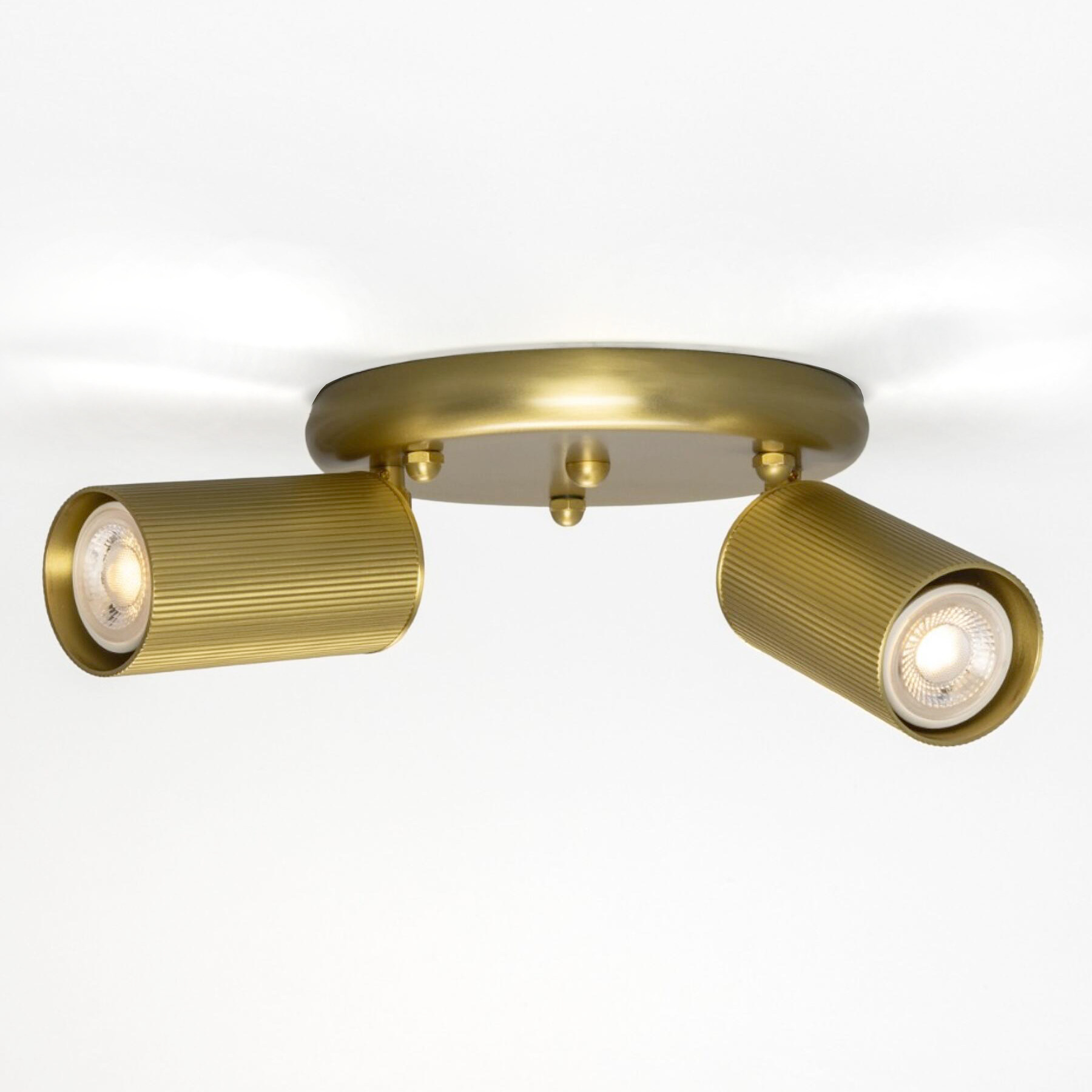 Swivel-Mount Ceiling Spotlight with Fluted Brass Cylinders