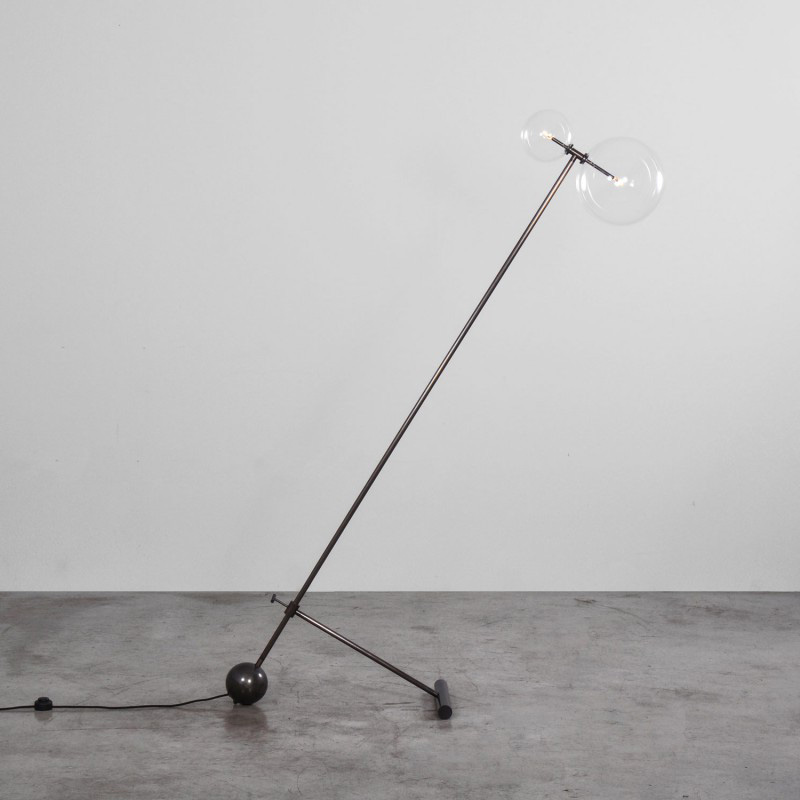 Double-flame borosilicate clear glass globe free-standing luminaire ZOSIA Double-flame borosilicate clear glass globe free-standing luminaire ZOSIA