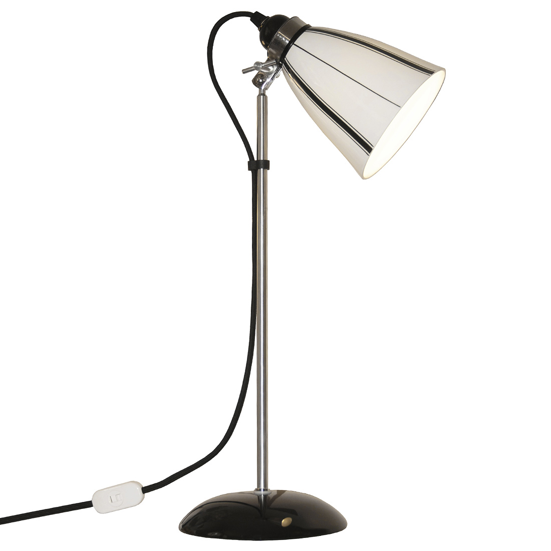 Graphic designer table lamp, black and white with porcelain shade Graphic designer table lamp, black and white with porcelain shade