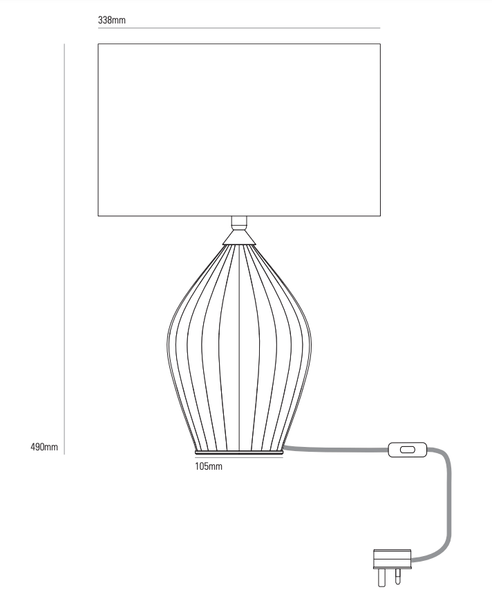Bild 11: Die Abmessungen des kleinen Modells FIN QUEEN Raffinierte Tischleuchte aus Porzellan FIN QUEEN / KING: Die Abmessungen des kleinen Modells FIN QUEEN