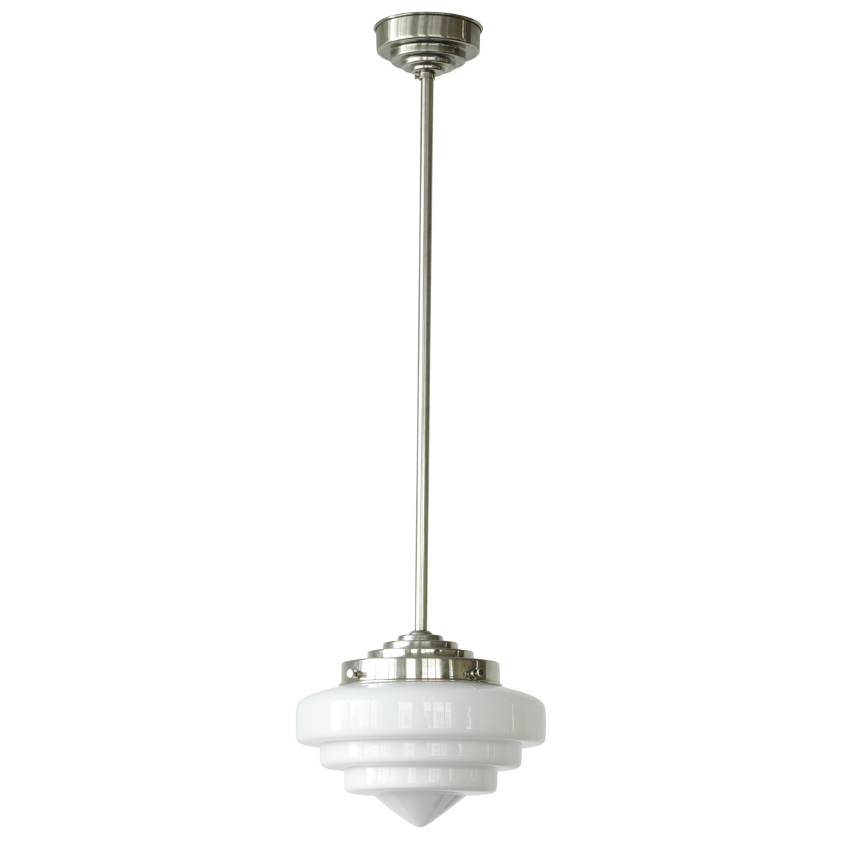 Rod pendant lamp with stepped and pointed opal glass Rod pendant lamp with stepped and pointed opal glass