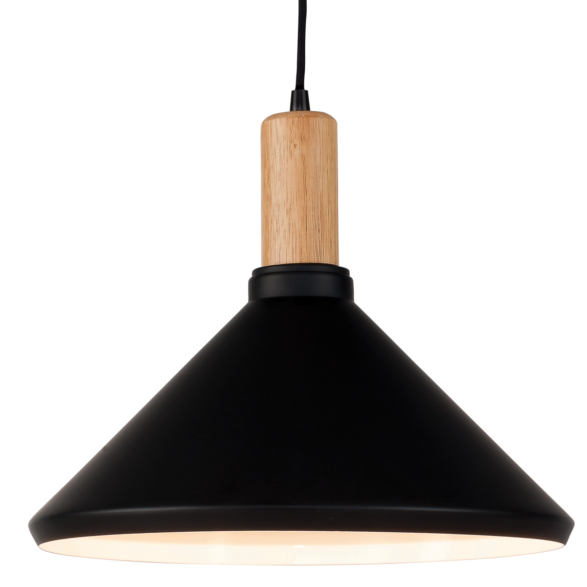 Cone pendant light with ash wood detail