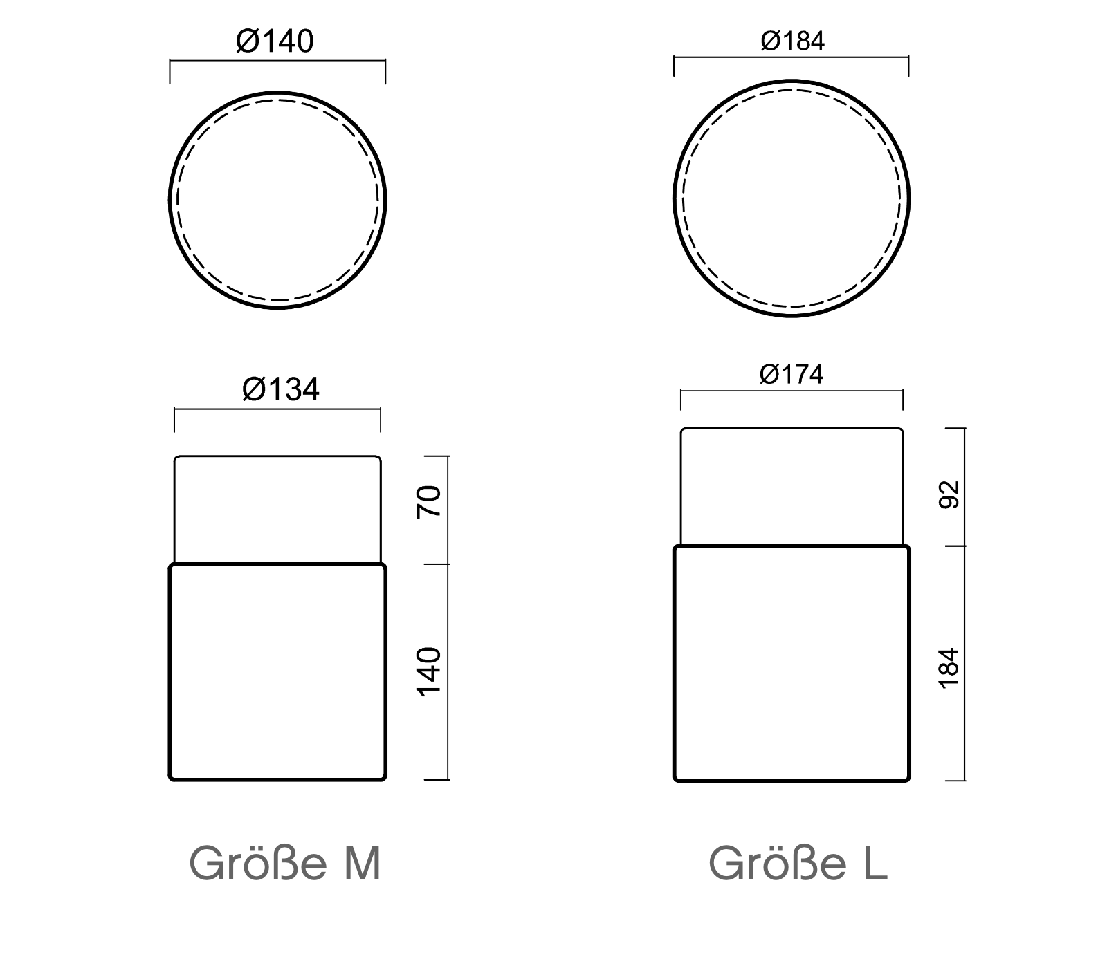 Zylinder-Deckenleuchte aus Opalglas ZYLKOD, Metallsockel, Ø 14/18 cm, Bild 7