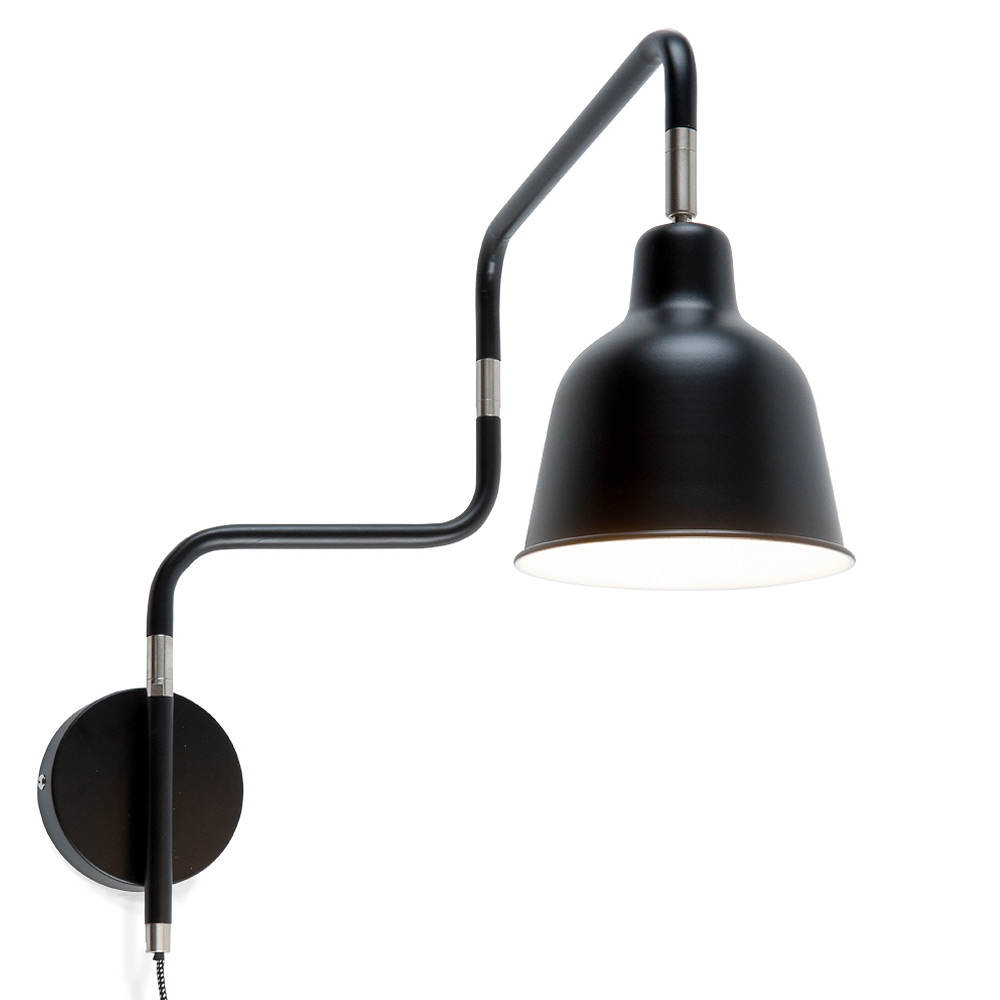 Robust swivel arm wall light, 63 cm radius