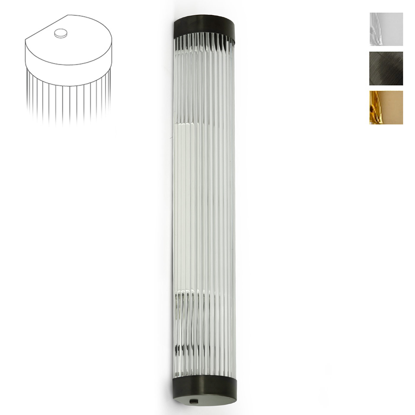 Schmale Art Déco-Wandleuchte LED IP44