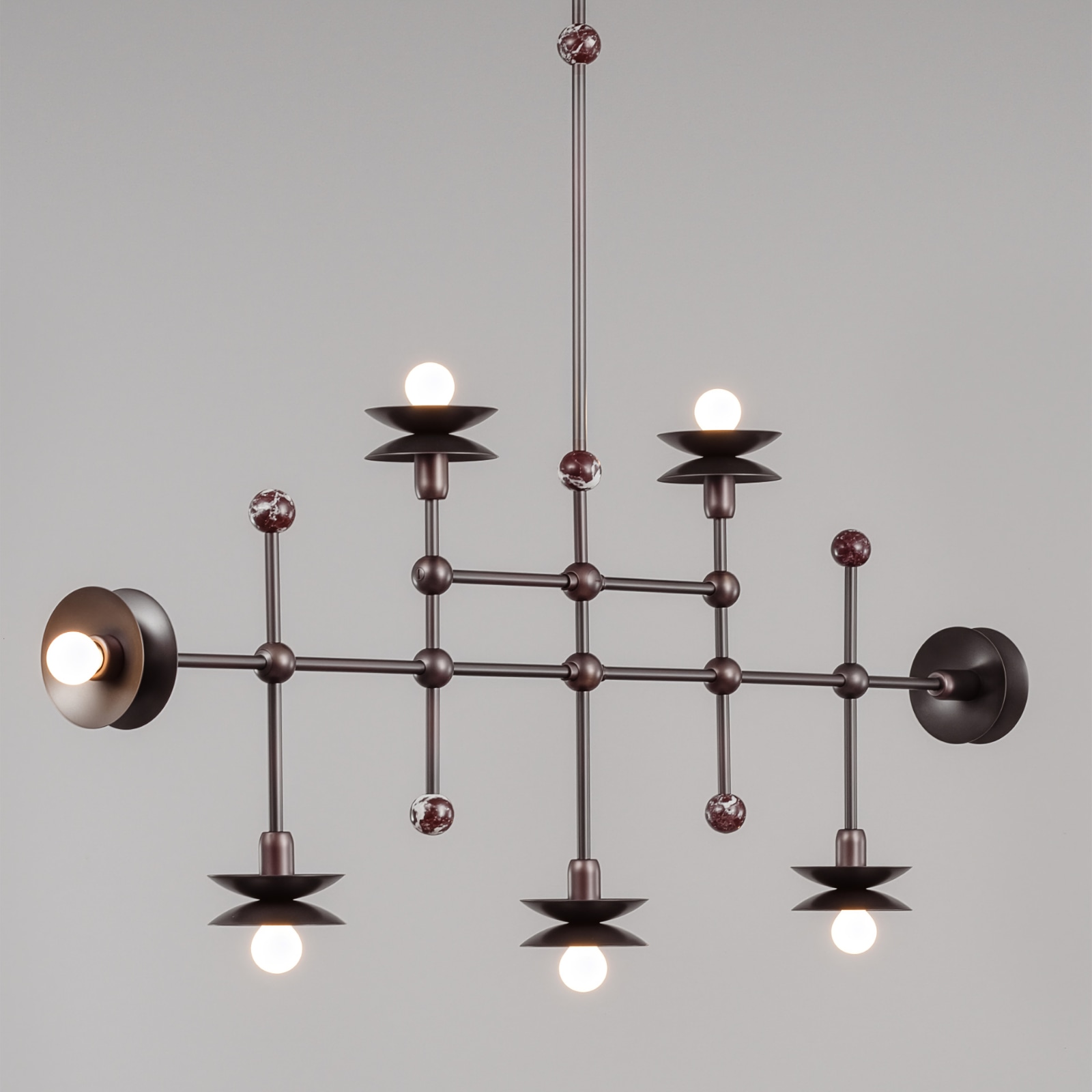 Mit Marmordetails: Imposanter Messing-Hängeleuchter BABYLON  LINEAR 7