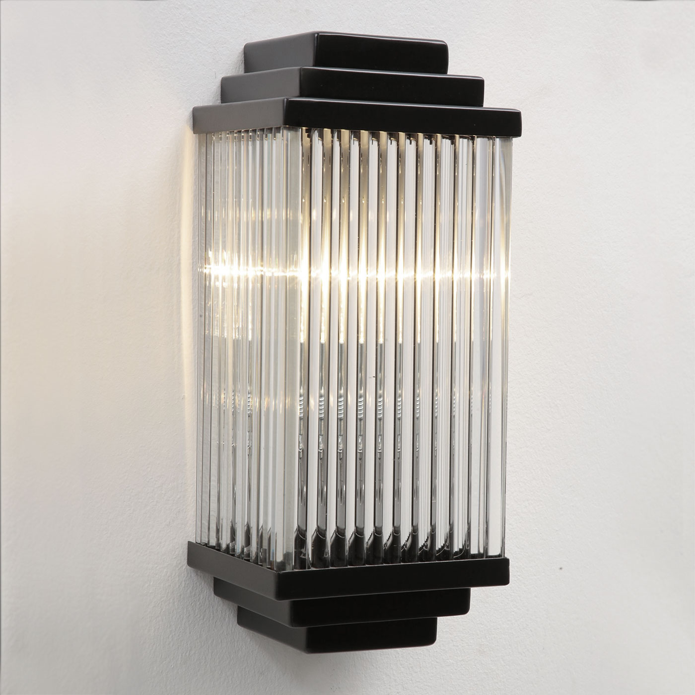 Art Deco Box Wall Light with Crystal Rods, painted steel