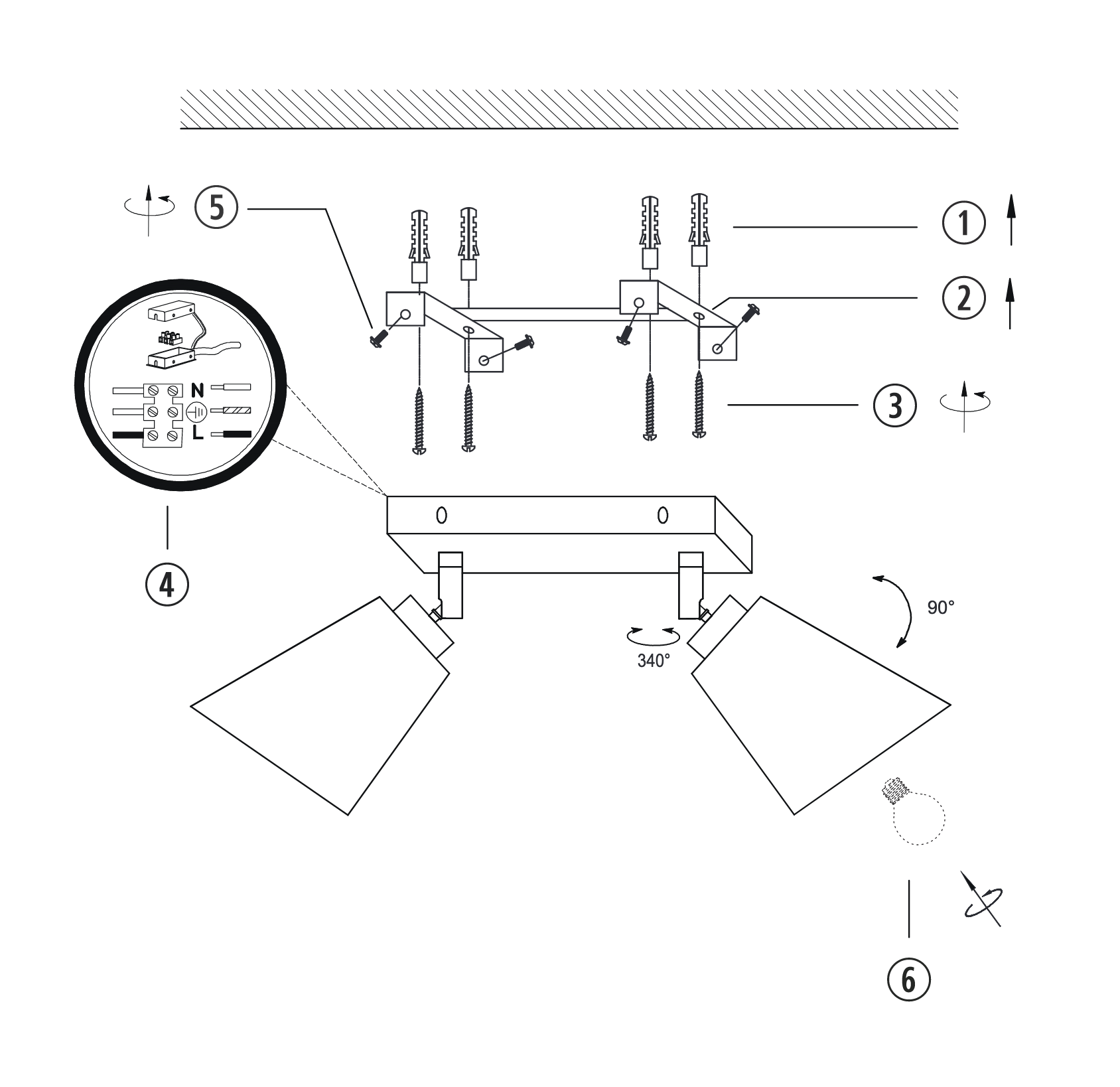 Moderne, zweiflammige Gelenk-Deckenleuchte, Bild 4 Moderne, zweiflammige Gelenk-Deckenleuchte, Bild 4