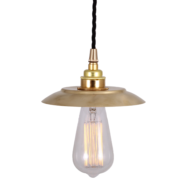 Bild 5: hier in Messing poliert, mit Edison-Birne Dreifach-Pendelleuchte mit kleinen Schirmchen: hier in Messing poliert, mit Edison-Birne