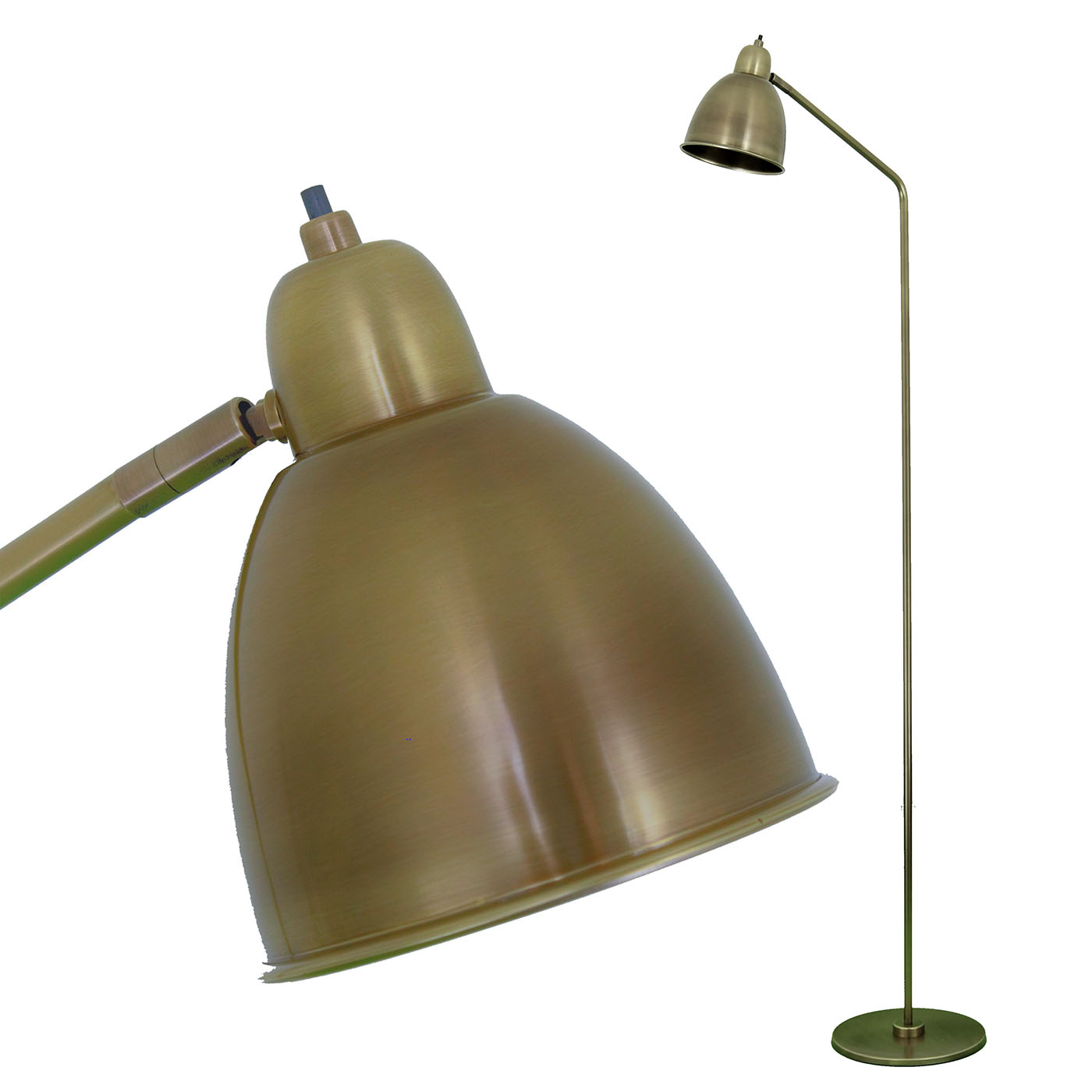 Schlichte, handgefertigte Messing-Stehleuchte RETRO