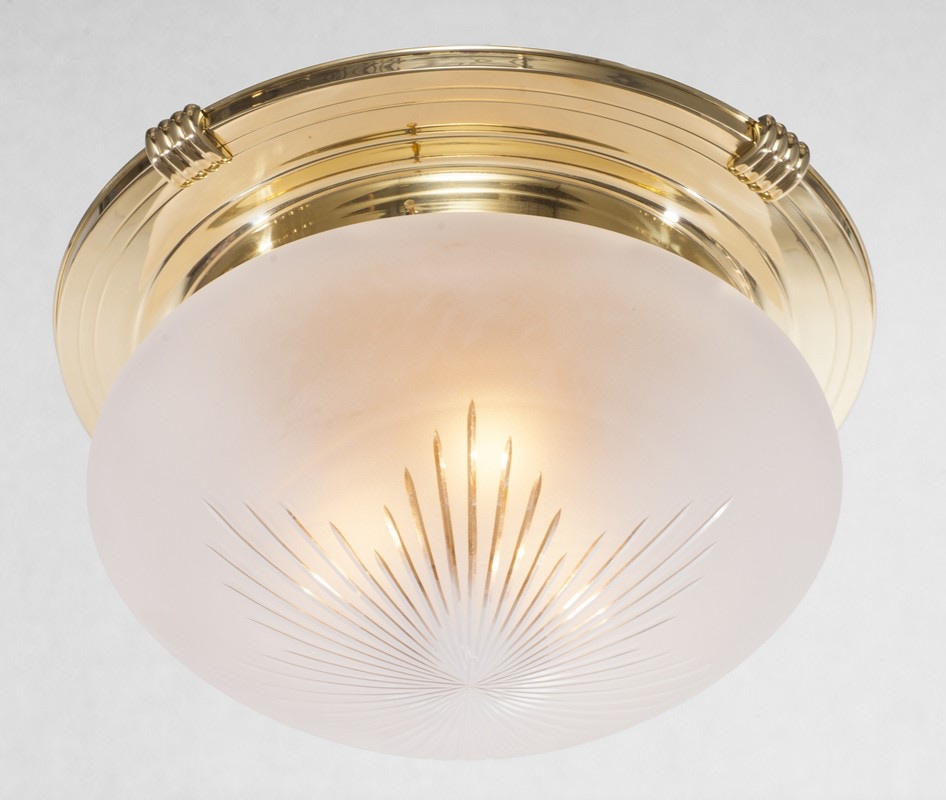 Bild 3: Die Jugendstil-Deckenleuchte Ø 40cm, Messing poliert, mit Dekorschliff Jugendstil-Deckenleuchte NEW YORK 40 cm: Die Jugendstil-Deckenleuchte Ø 40cm, Messing poliert, mit Dekorschliff