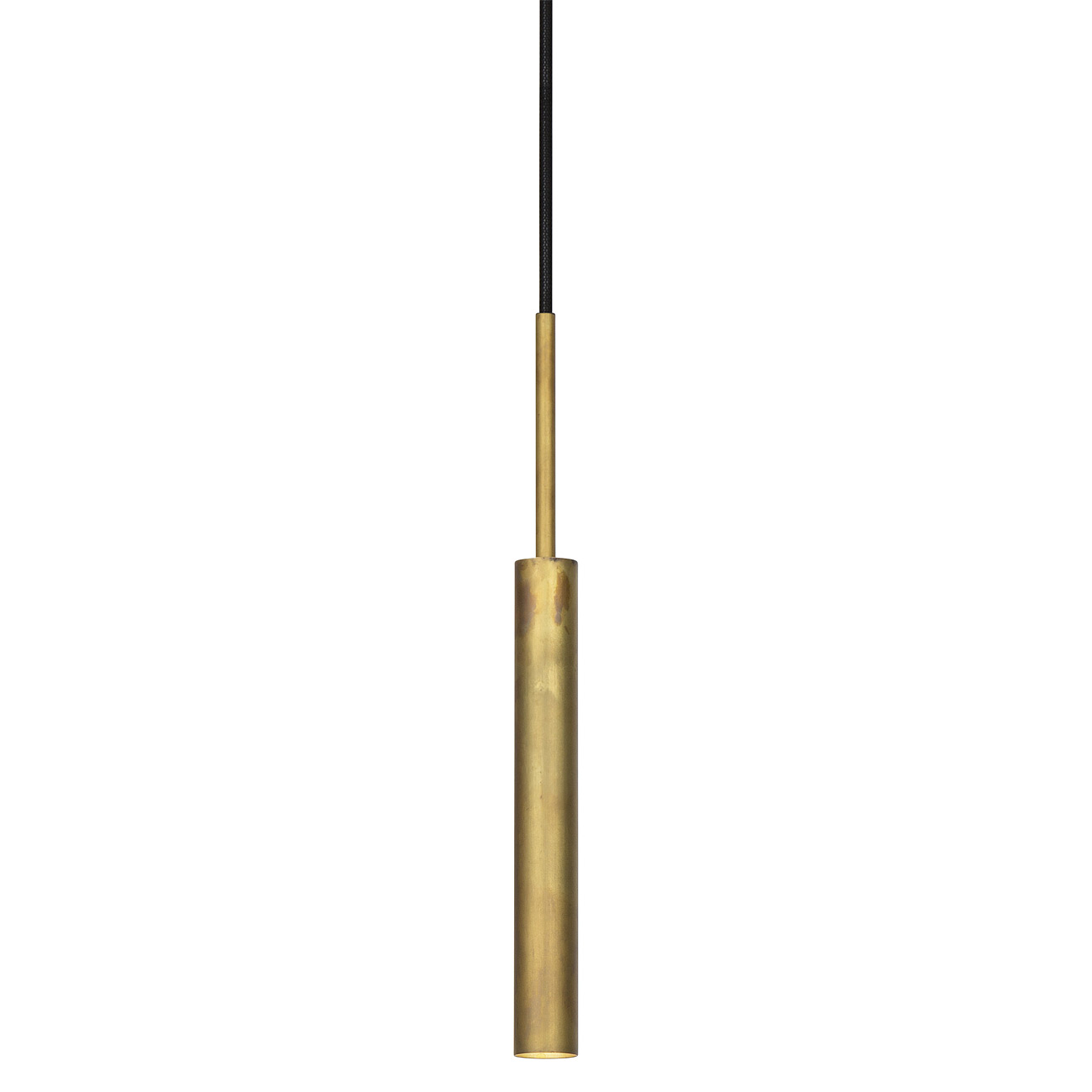 STAB: Schmale Röhren-Pendelleuchte aus rohem Messing STAB: Schmale Röhren-Pendelleuchte aus rohem Messing