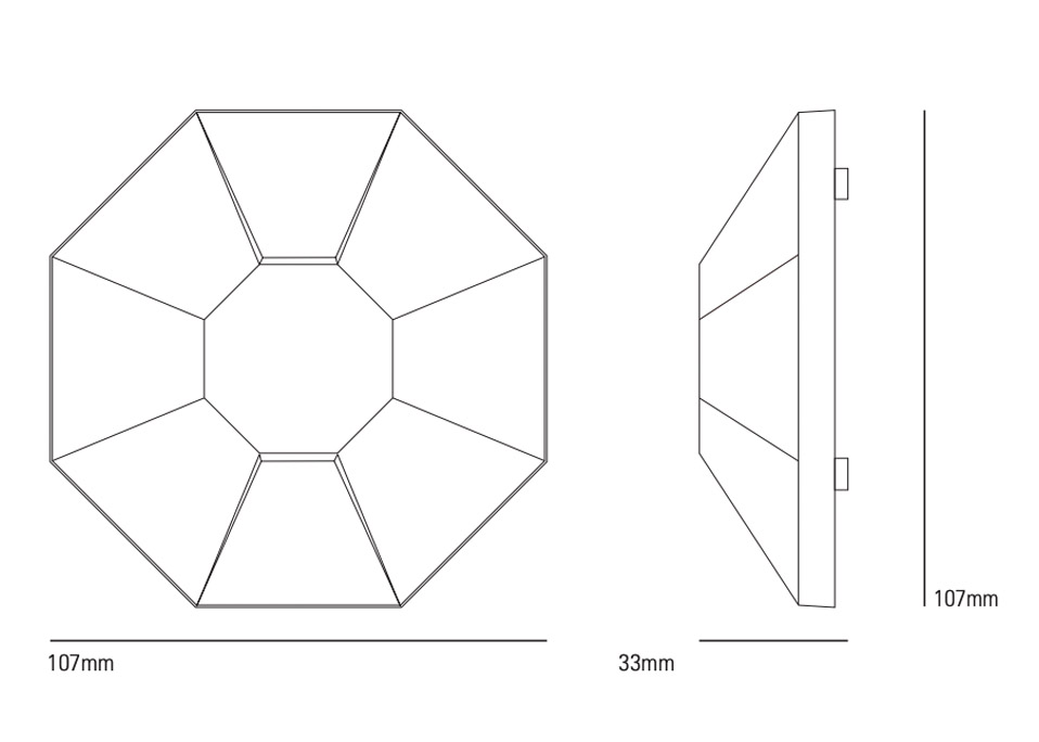 Messing-Wandfluter OCTO mit 1, 2 oder 3 Öffnungen: Die Maße aller drei Modelle sind gleich