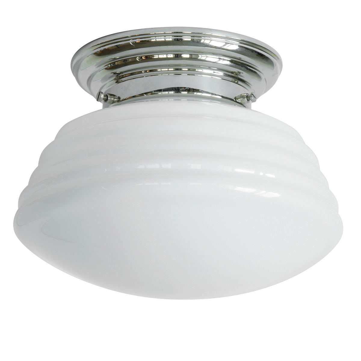 Schoolhouse ceiling lamp with fluted opal glass Ø 26 cm