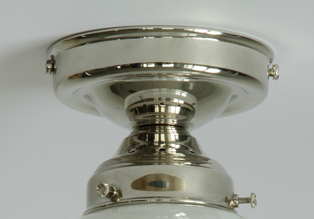 Bild 2: hochglanz vernickelt Zeitlose Messing-Deckenleuchte mit Halbkugelglas Ø 25 cm: hochglanz vernickelt