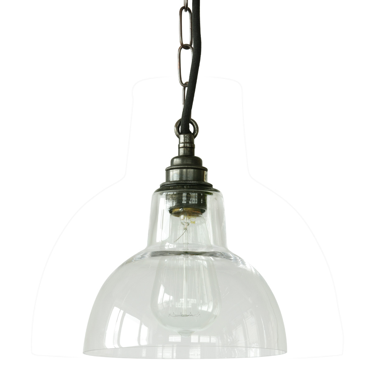 Pendelleuchte YORK mit klarem Glas-Schirm in zwei Größen Pendelleuchte YORK mit klarem Glas-Schirm in zwei Größen