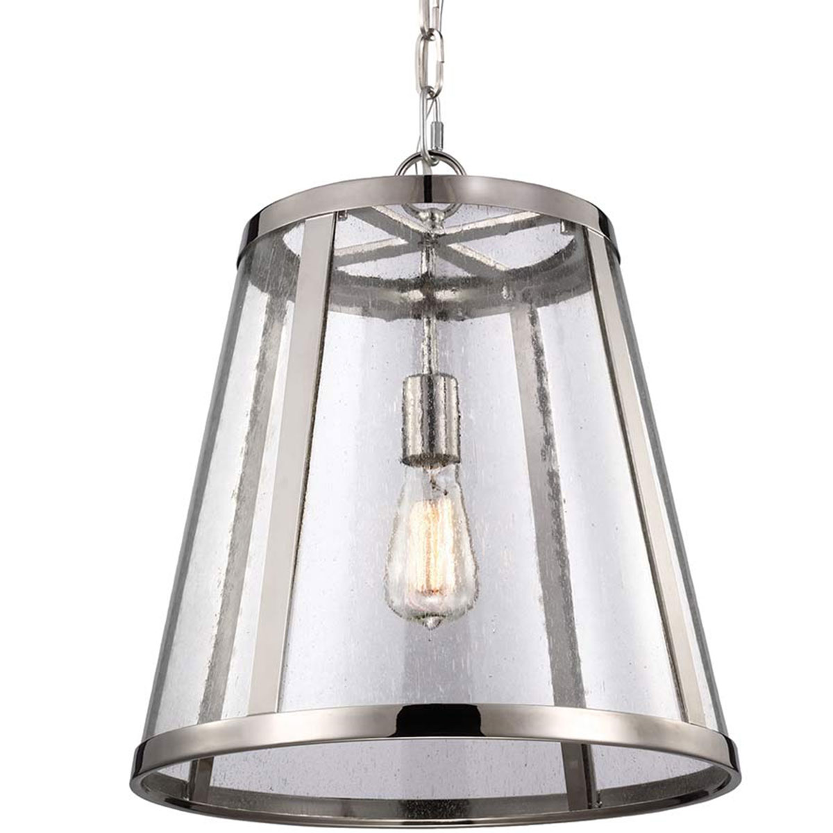 Rund-verglaste Hängeleuchte mit Struktur-Glas