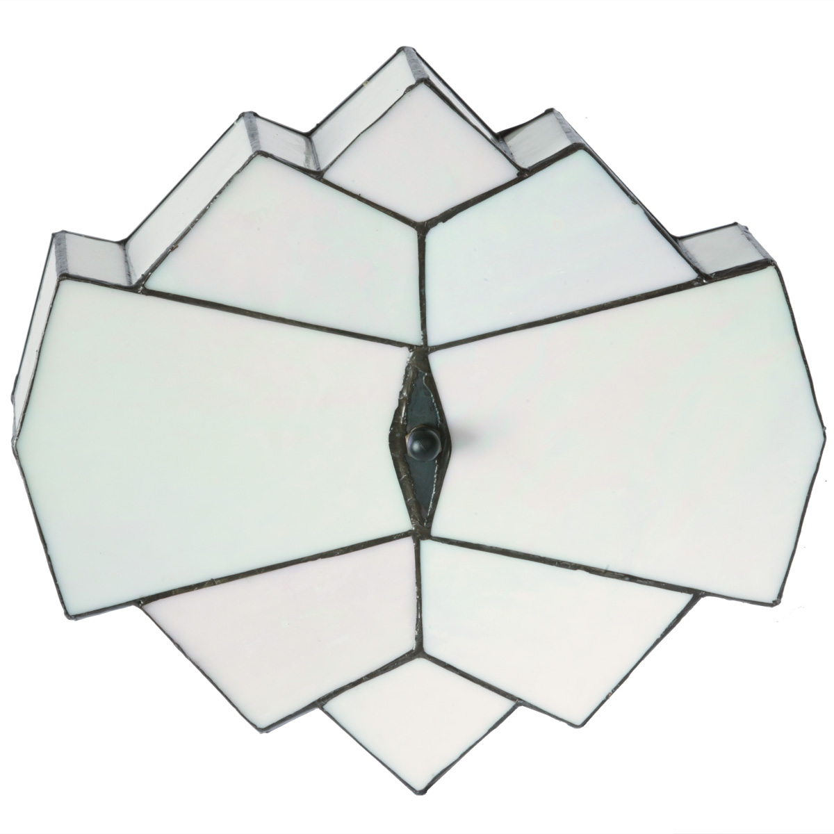 Art Déco-Deckenleuchte aus perlmuttfarbenem Tiffany-Glas 33 cm: Auf diesem Foto schön zu sehen: Das irisierende Perlmuttglas