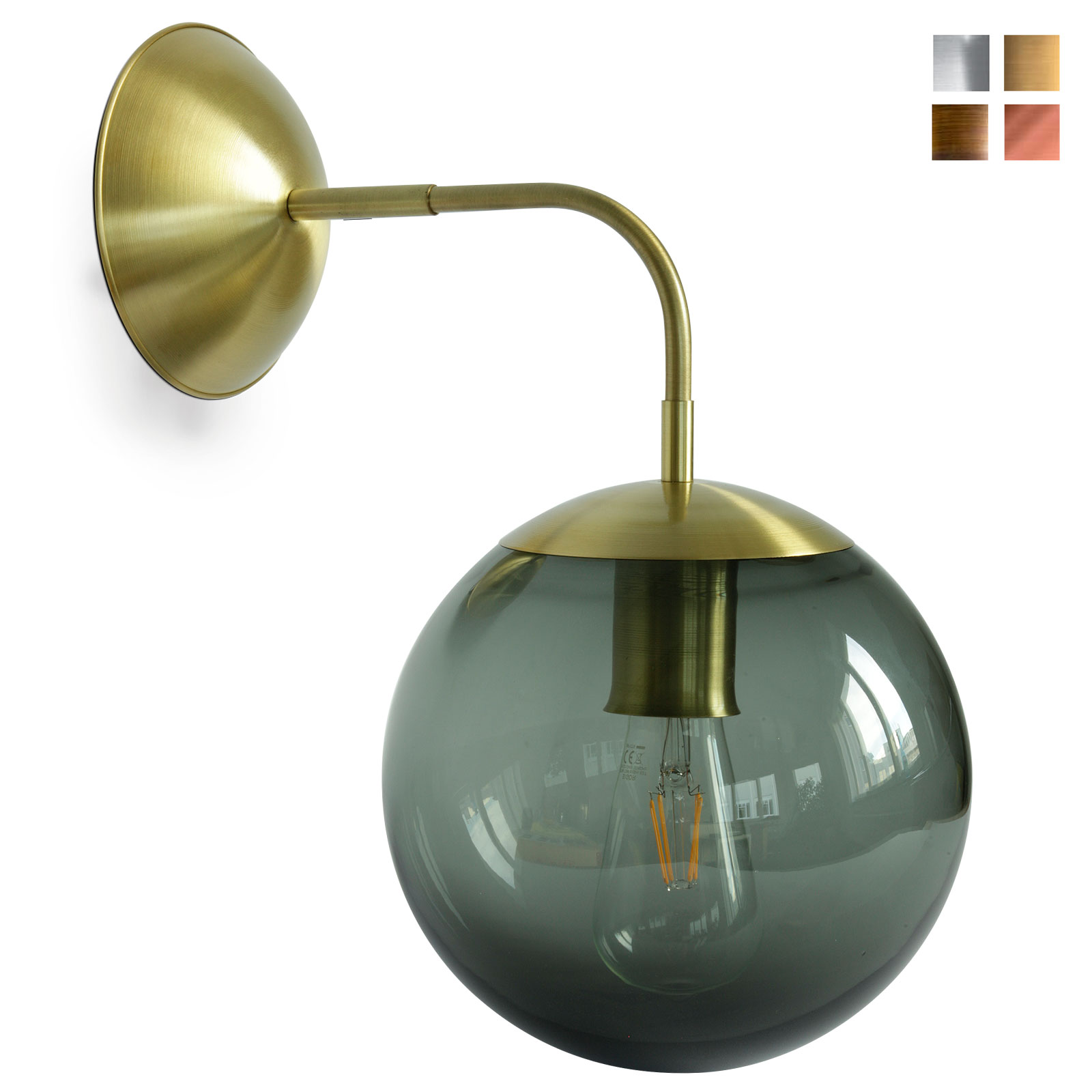 Glaskugel-Wandleuchte, klar, Rauch oder Farben Ø 22 cm Glaskugel-Wandleuchte, klar, Rauch oder Farben Ø 22 cm