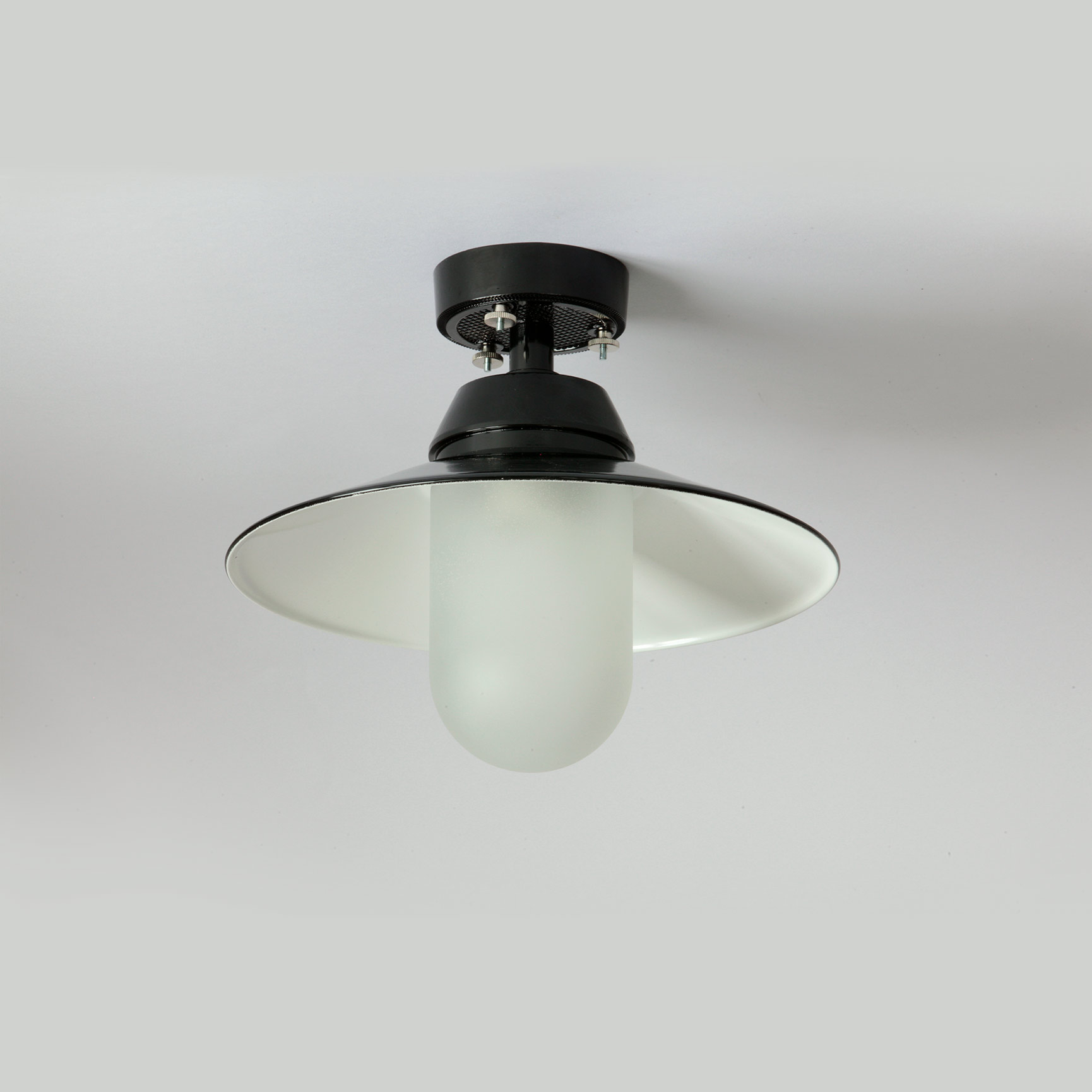 Bild 3: hier mit mattem 60W-Glas und 300 mm-Schirm in schwarz BREMEN Deckenleuchte mit Schraubglas und Schirm Ø 25-40 cm: hier mit mattem 60W-Glas und 300 mm-Schirm in schwarz