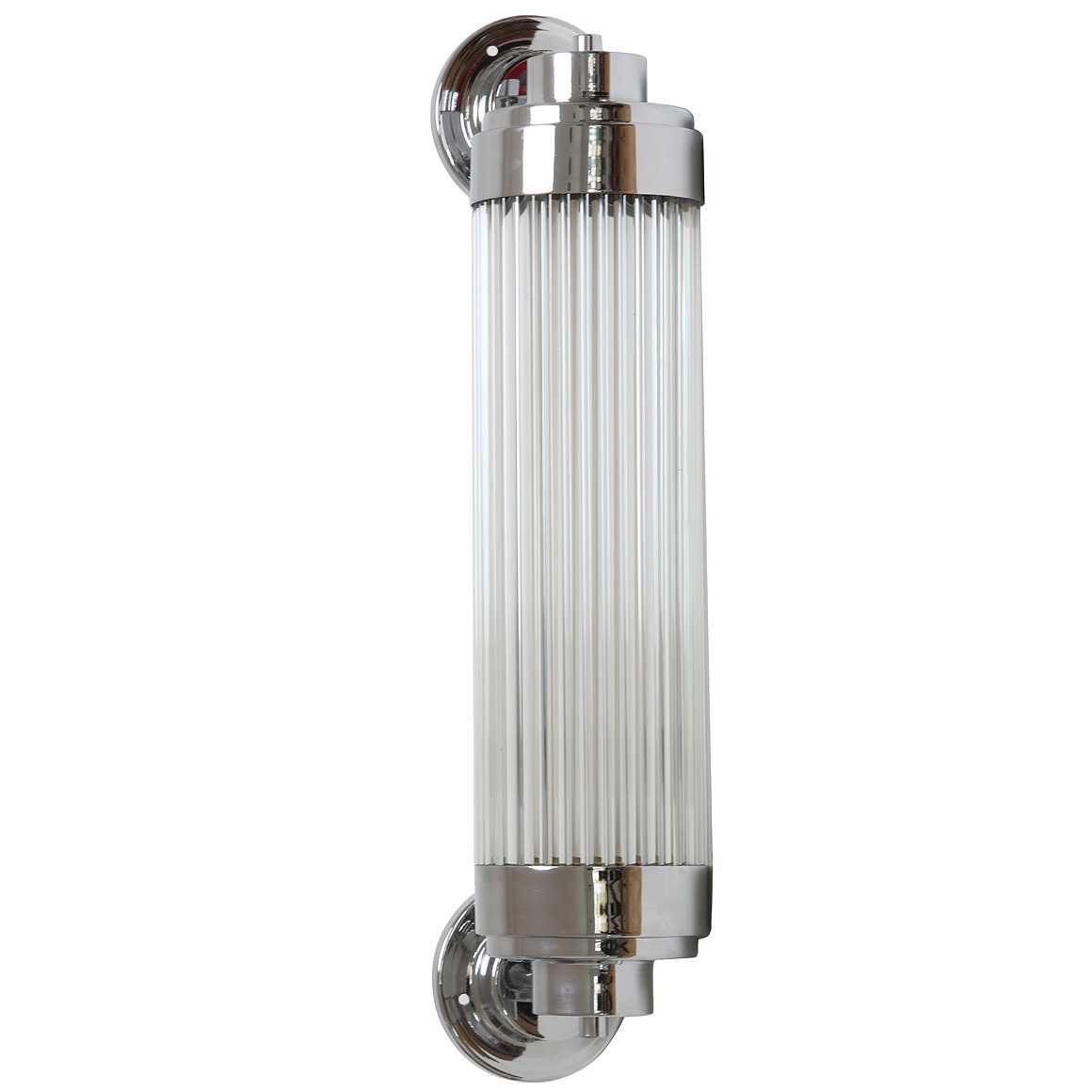 Exklusive LED-Wandleuchte, ideal für Badezimmer-Spiegel: Exklusive Art déco-Wandleuchte mit LED-Technik, dimmbar, Messing verchromt