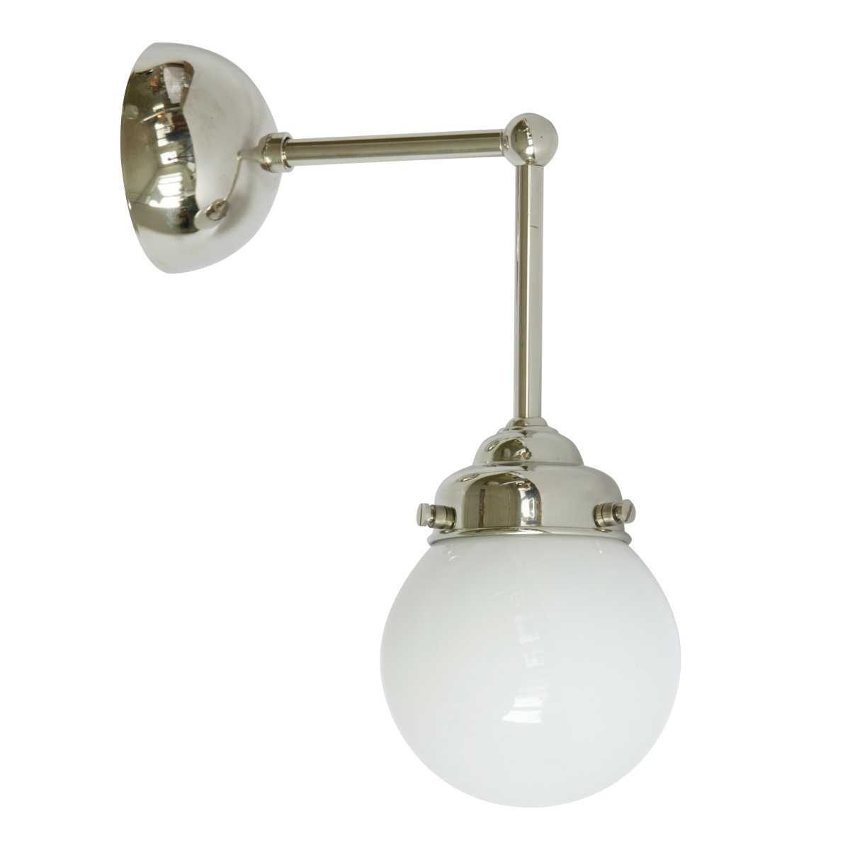 Kleine Kugel-Wandleuchte mit abgehängtem Opalglas Ø 10 cm Kleine Kugel-Wandleuchte mit abgehängtem Opalglas Ø 10 cm