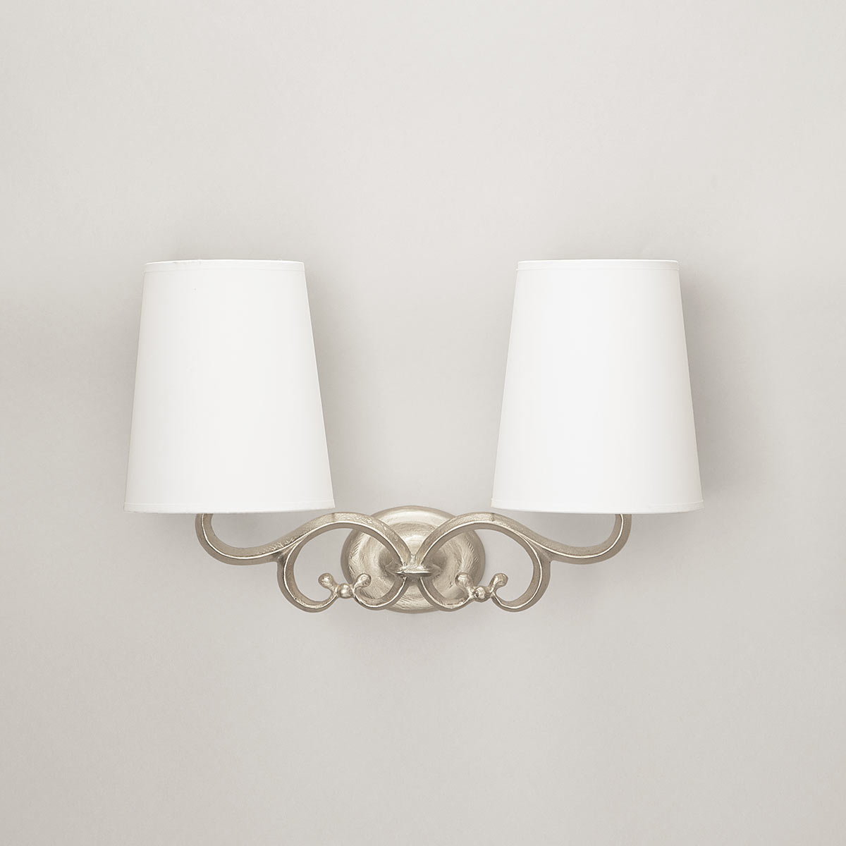 Two-armed bronze cast wall light TRÉVISE with fabric shades