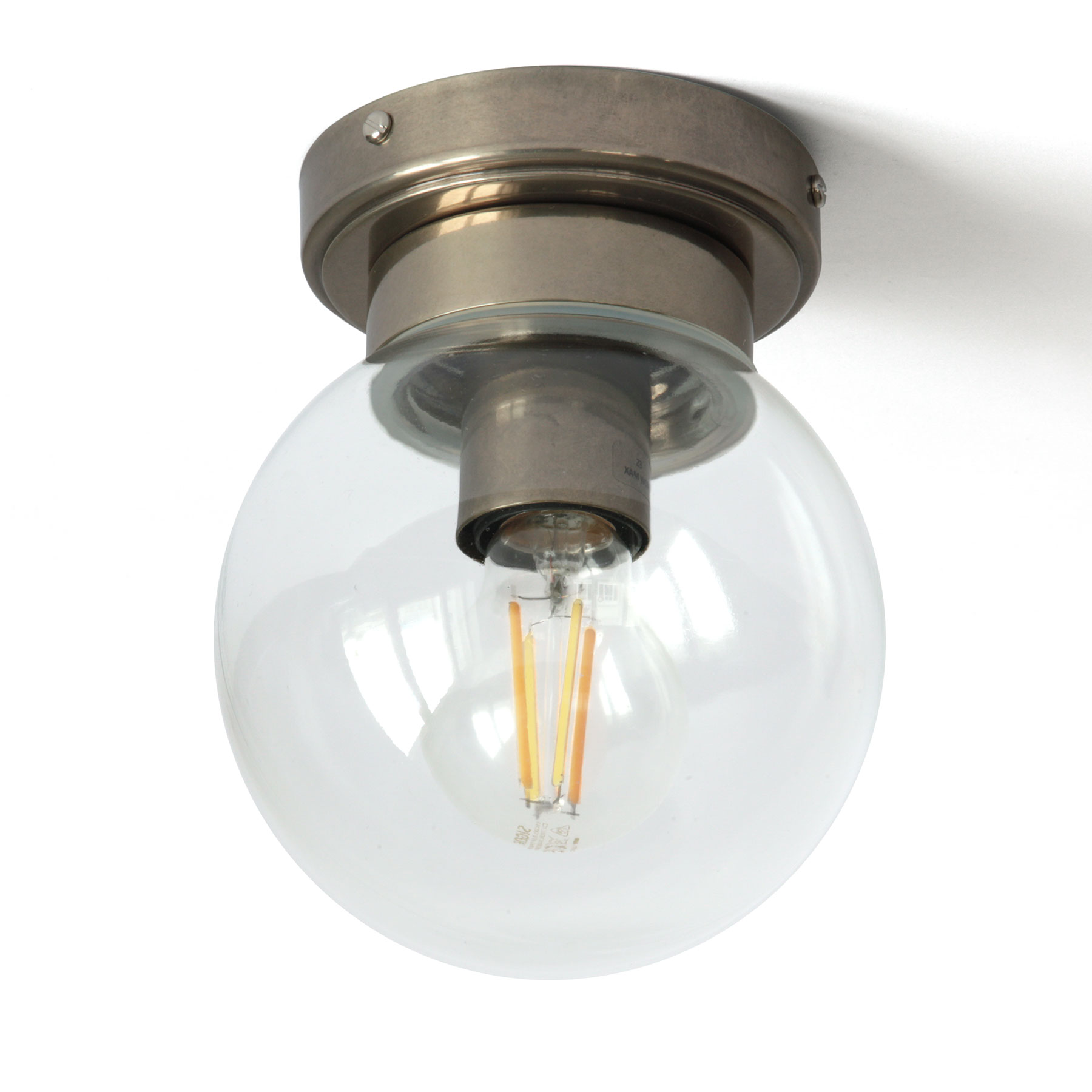 Moderne, kleine Kugel-Deckenleuchte (klares Glas), mit IP65 auch für Bäder Moderne, kleine Kugel-Deckenleuchte (klares Glas), mit IP65 auch für Bäder