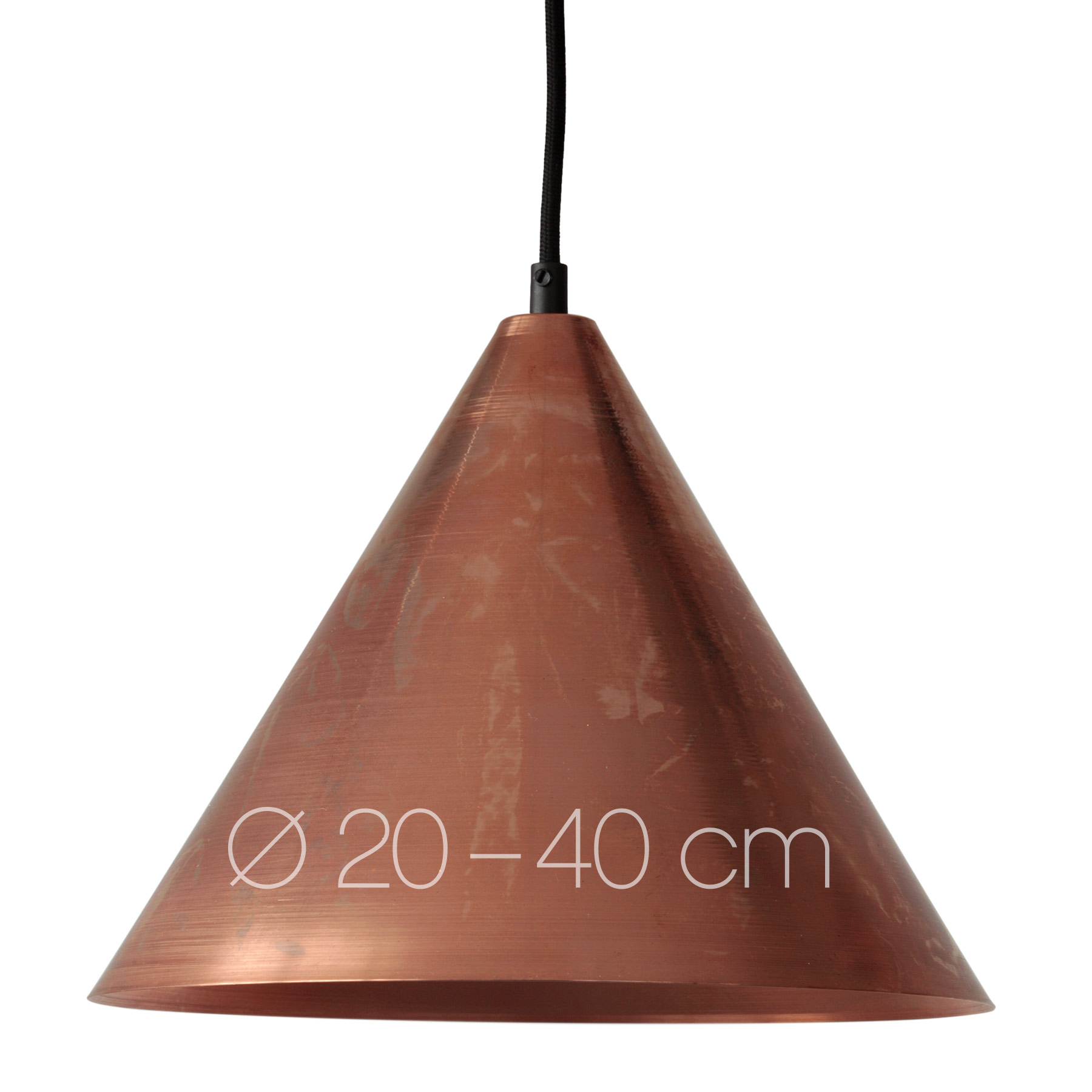 ZWICKAU Copper pendant lamp with cone shade, Ø 20-40 cm