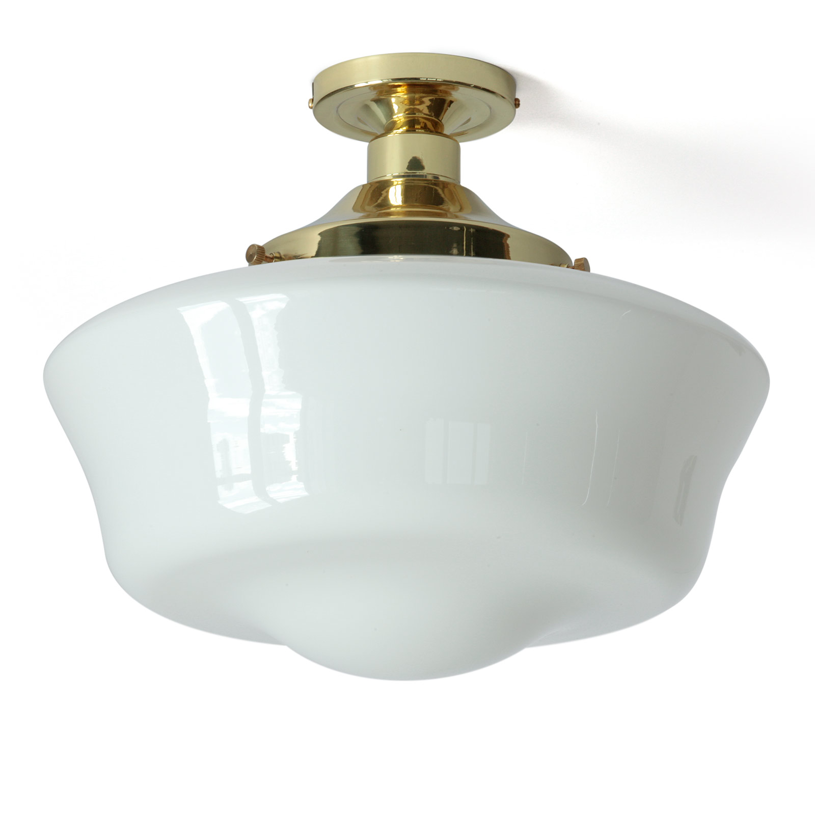 Traditionelle Deckenlampe mit Glasschirm Ø 35 cm: Traditionelle Deckenlampe (in der Ausführung Messing poliert): angenehme, blendfreie Beleuchtung