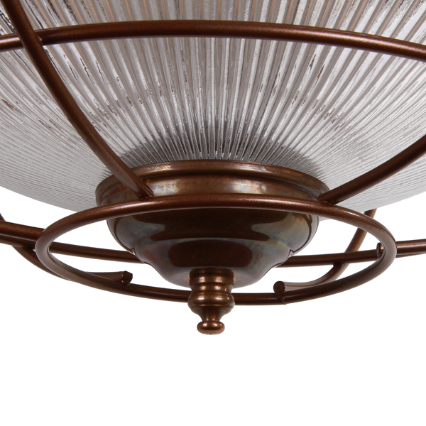 Bild 6: bronzefarben pulverlackiert Industrieleuchte mit Schutzgitter und Holophanglas-Refraktor: bronzefarben pulverlackiert