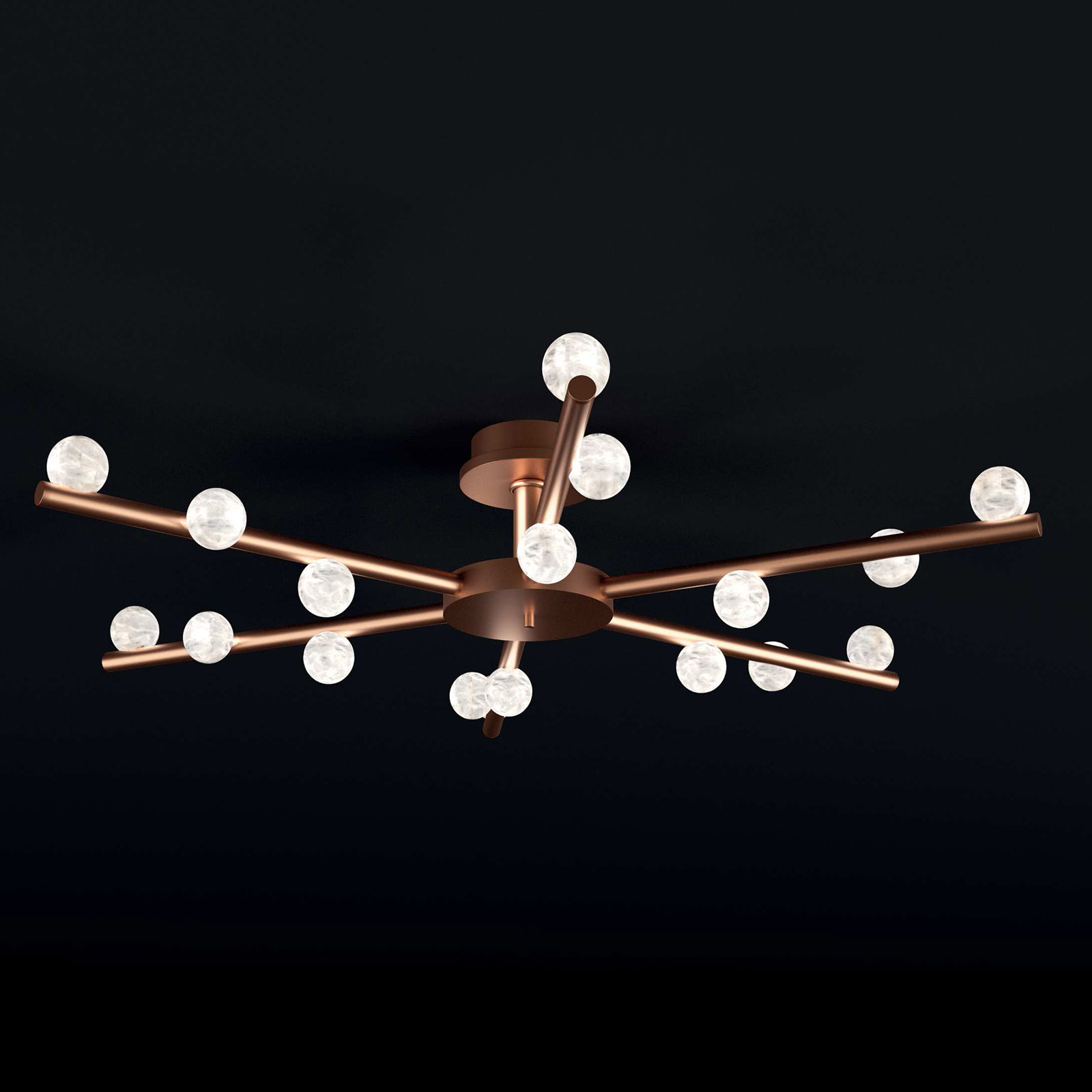 Luxuriöse Stern-Deckenleuchte mit 18 Alabaster-Kugeln DEMETRA Luxuriöse Stern-Deckenleuchte mit 18 Alabaster-Kugeln DEMETRA