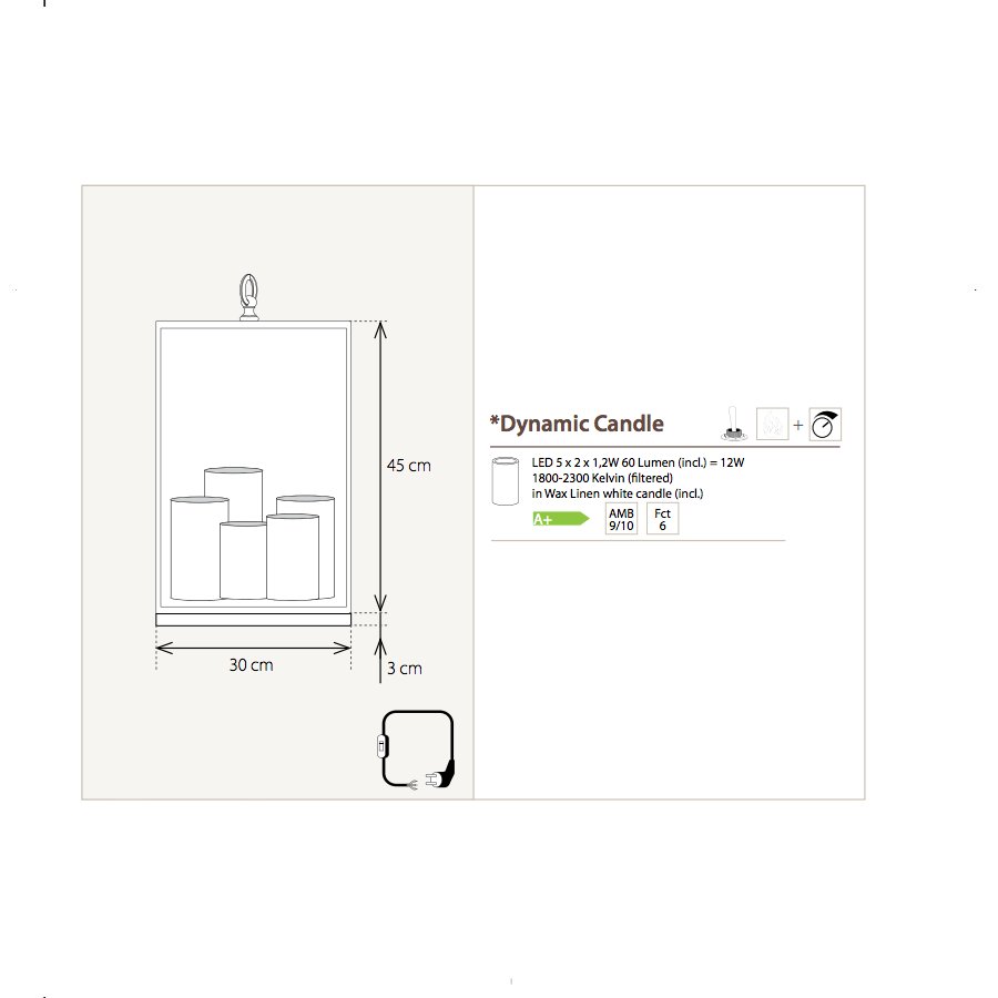 Fig. 9: Maße und technische Daten BELLEFO Glazed Box Candle Floor Light: Maße und technische Daten