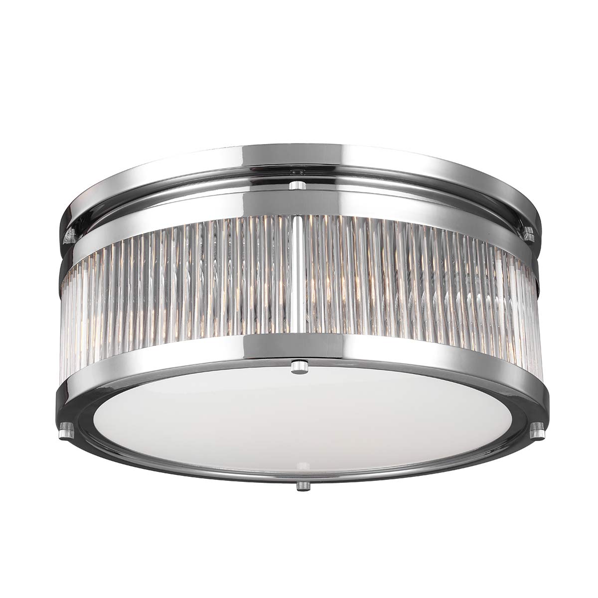 Runde Deckenleuchte in Chrom mit Glasstäbchen, Ø 38 cm