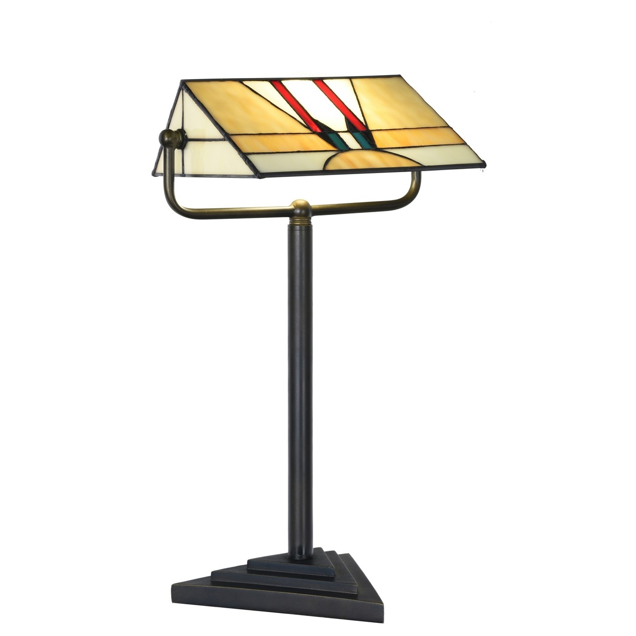 Tischleuchte „Banker's Lamp“ mit Tiffany-Glasschirm