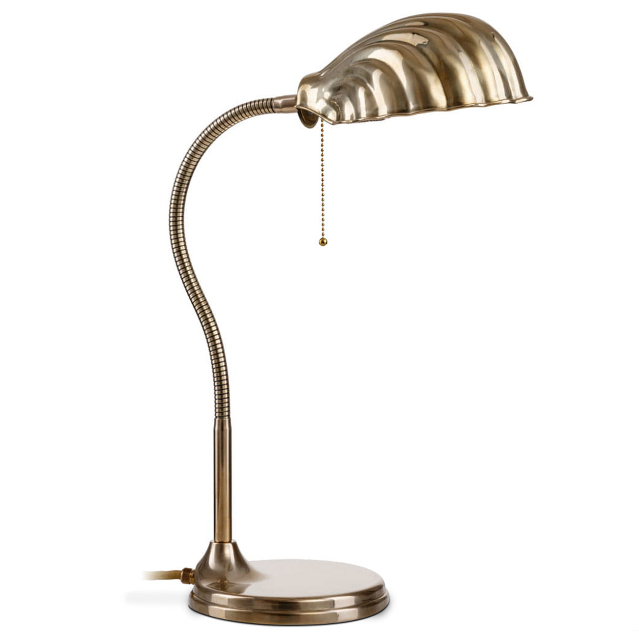 Art Deco Table Lamp With Shell-Shaped Shade on Flexible Arm