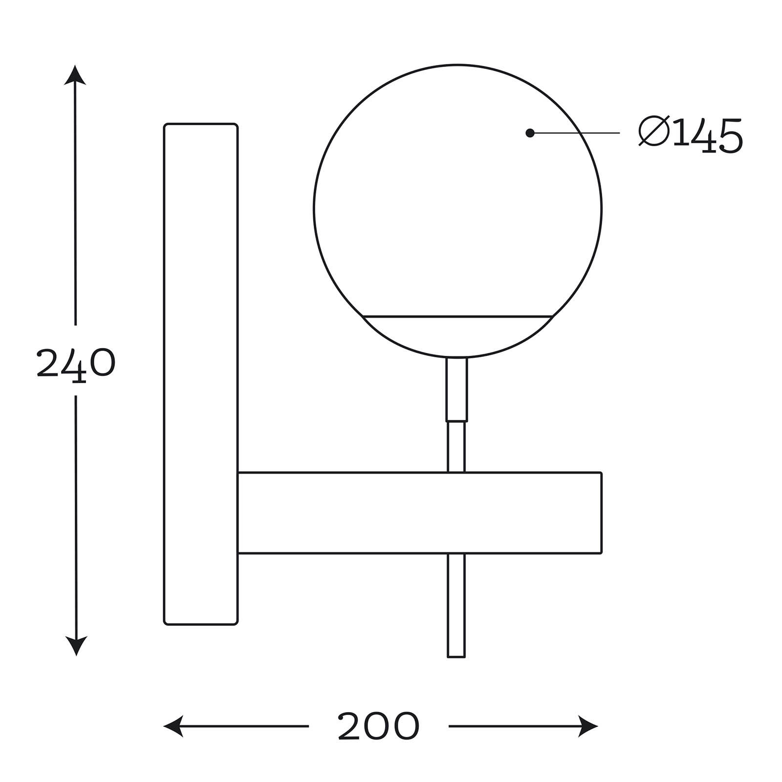 Art Déco Wandleuchte mit Glaskugel, Ø 14,5 cm, Fig. 6